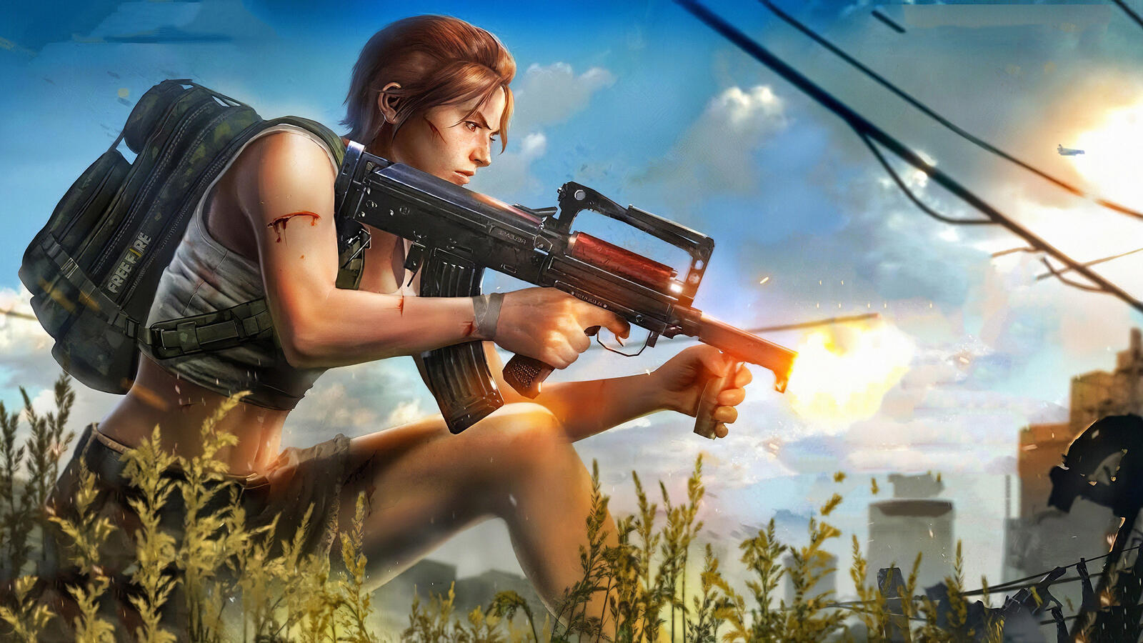 Wallpapers girl weapons games on the desktop