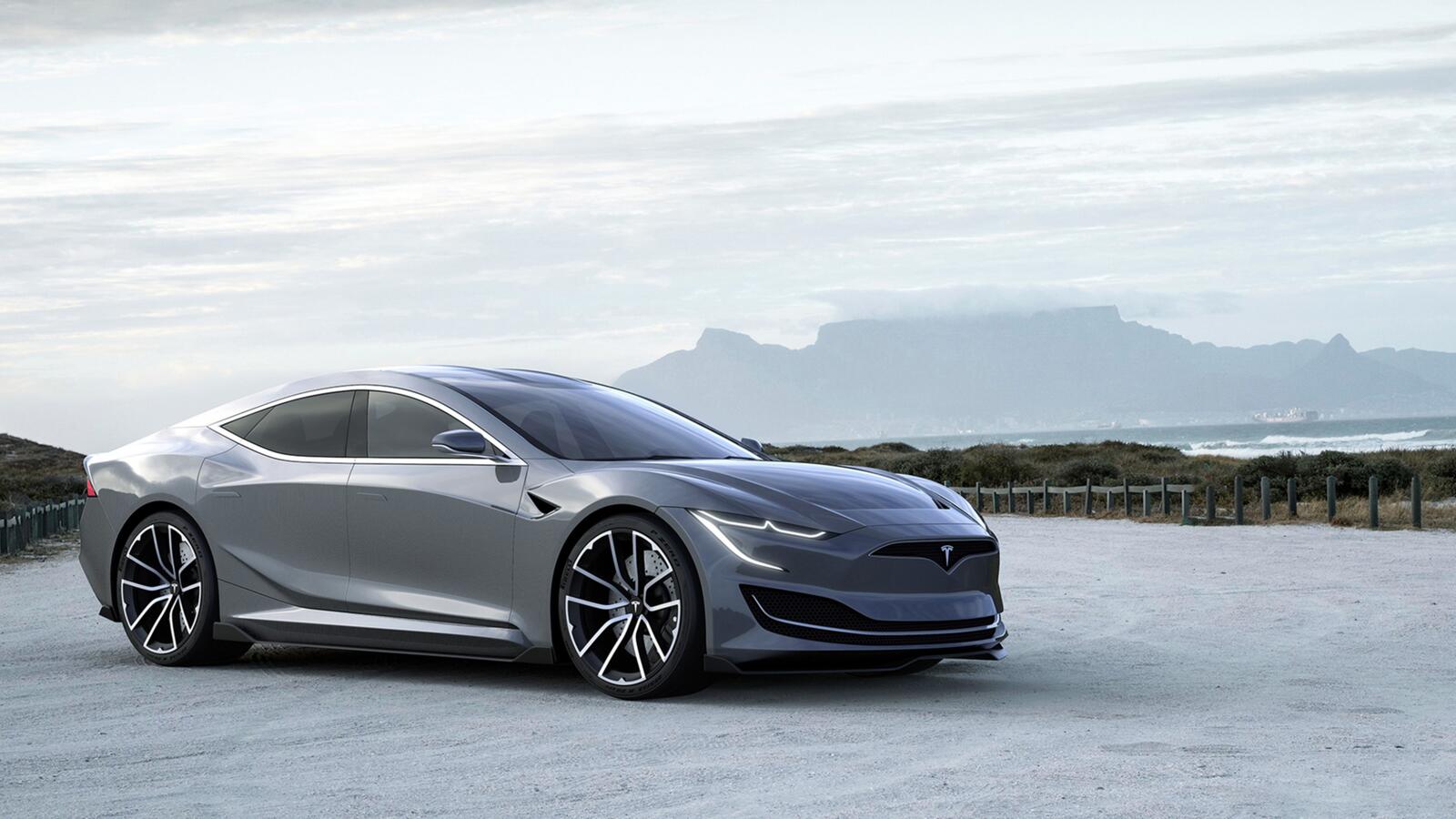 Wallpapers Tesla Model S coupe silvery on the desktop