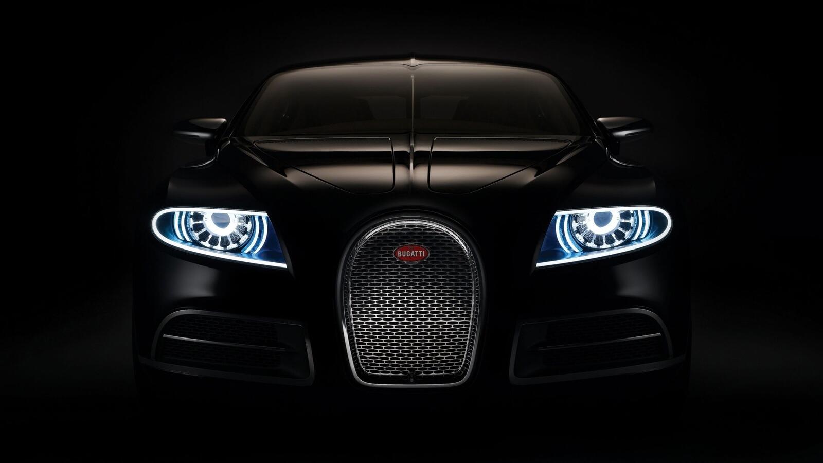 Wallpapers Bugatti Veyron headlights black background on the desktop