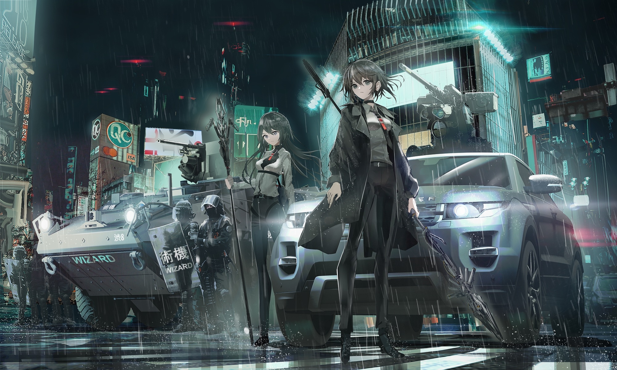 Photo free wallpaper anime city, special forces, anime girls