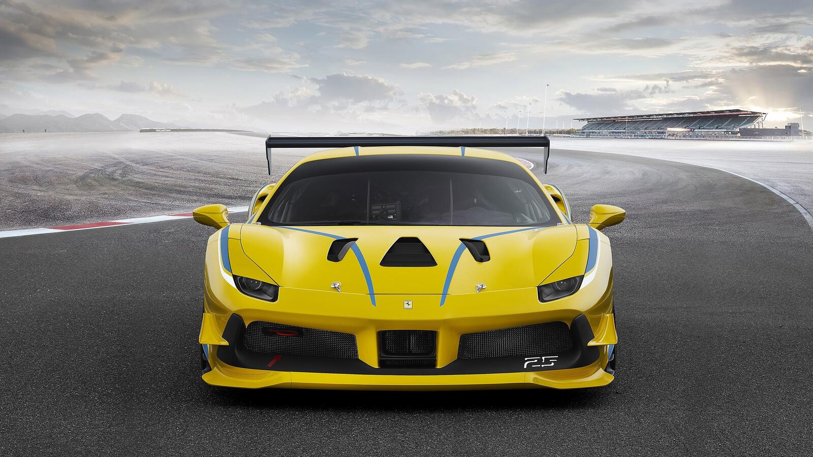 Wallpapers Ferrari 488 front view yellow on the desktop
