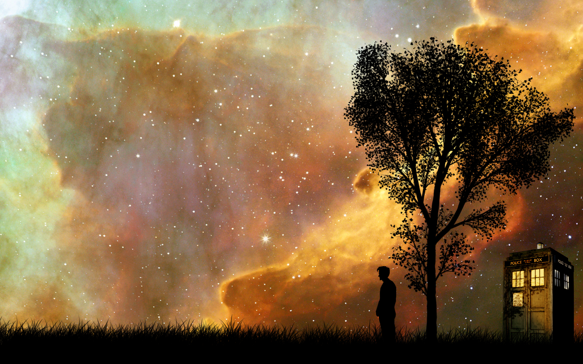 Wallpapers silhouette artist space on the desktop