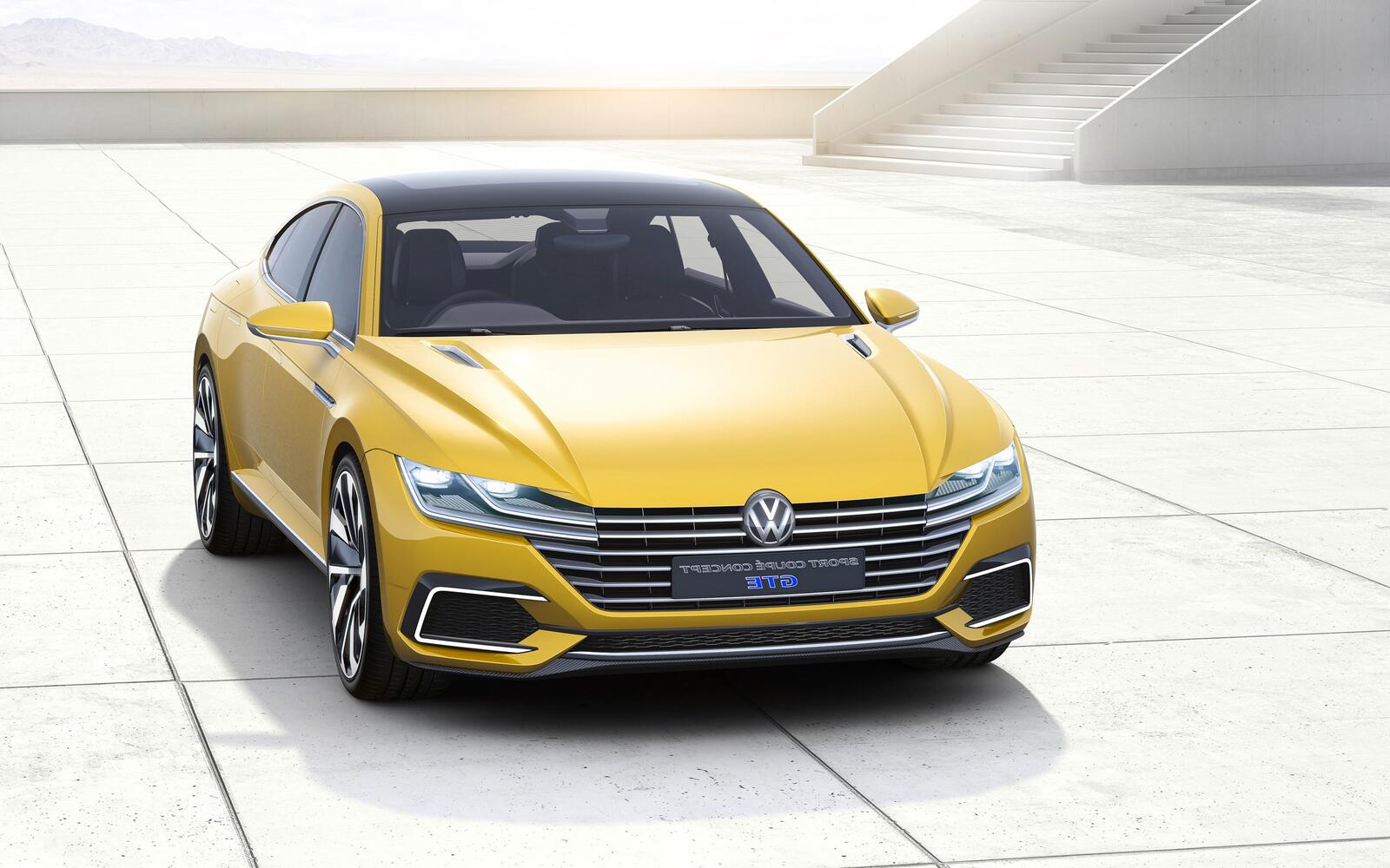 Бесплатное фото Концепт-кар Volkswagen желтого цвета