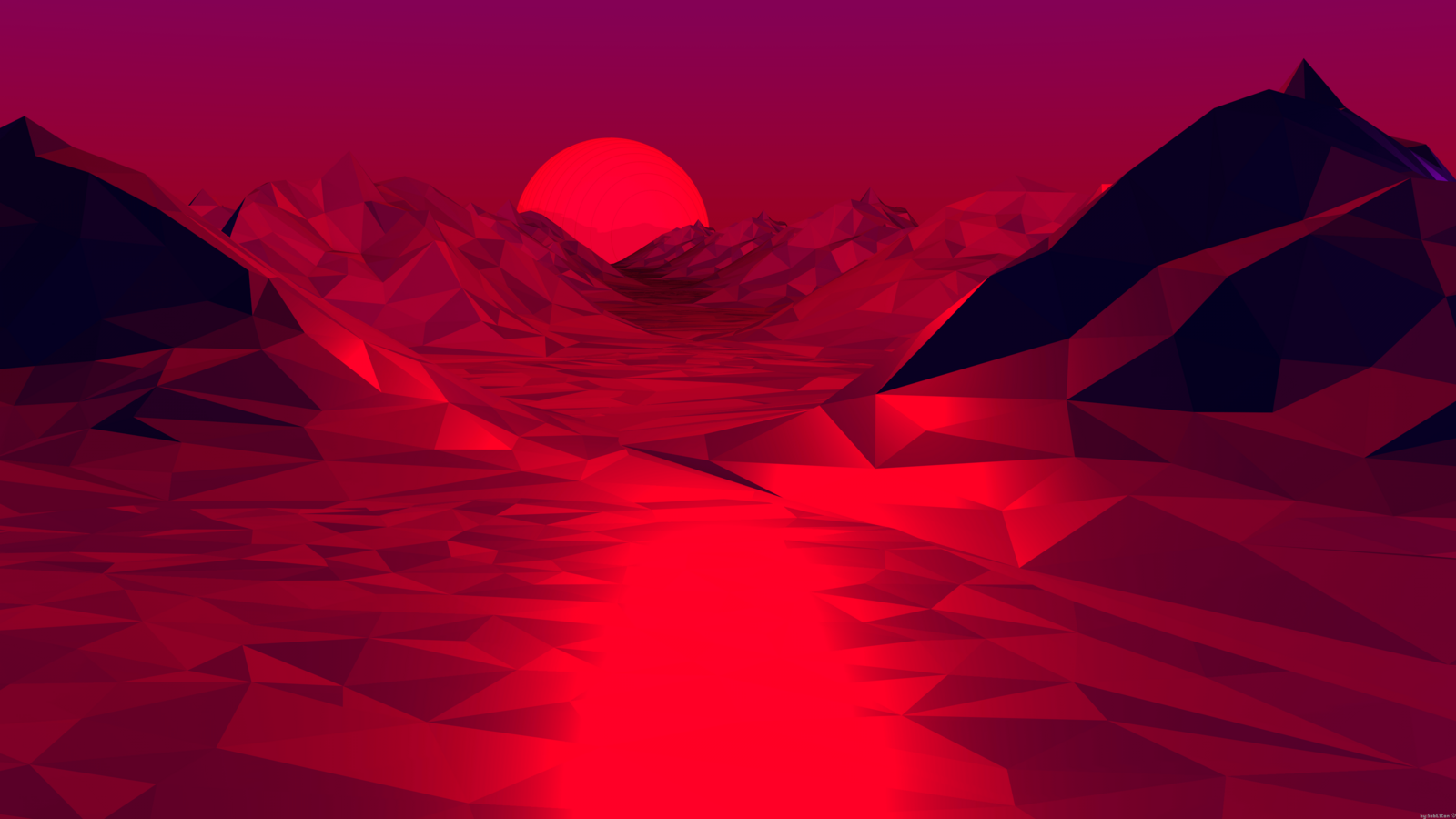 Wallpapers red abstract low poly on the desktop