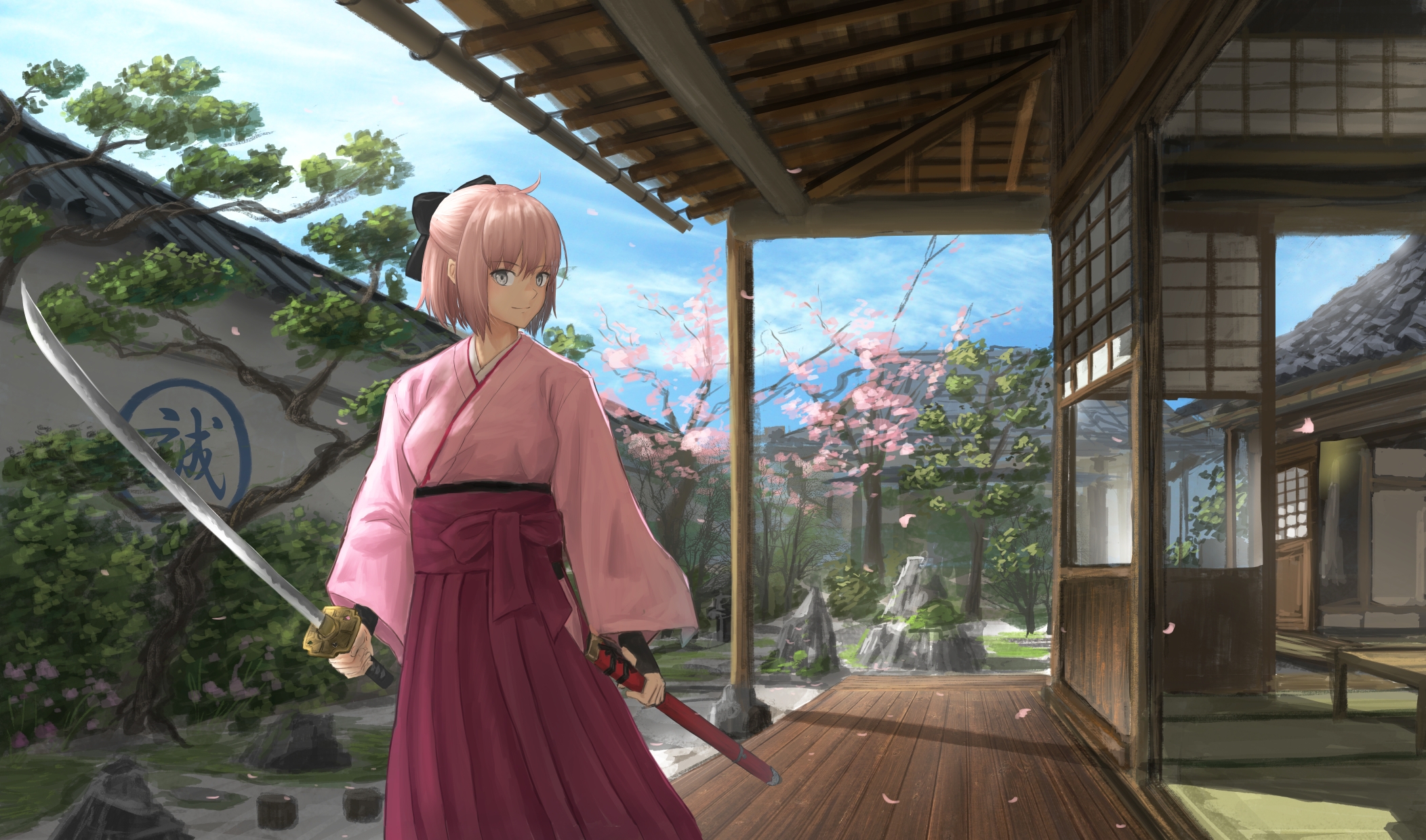 Wallpapers sakura saber swords sakura blossom on the desktop