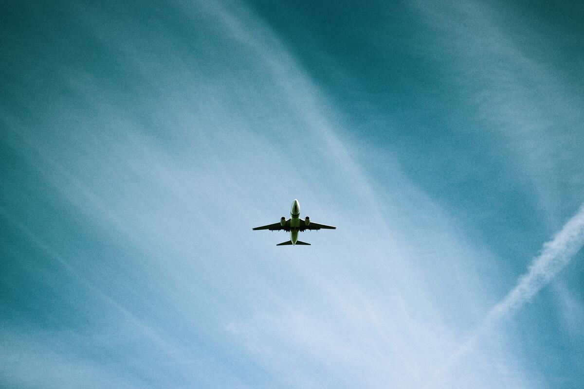 The plane in the sky