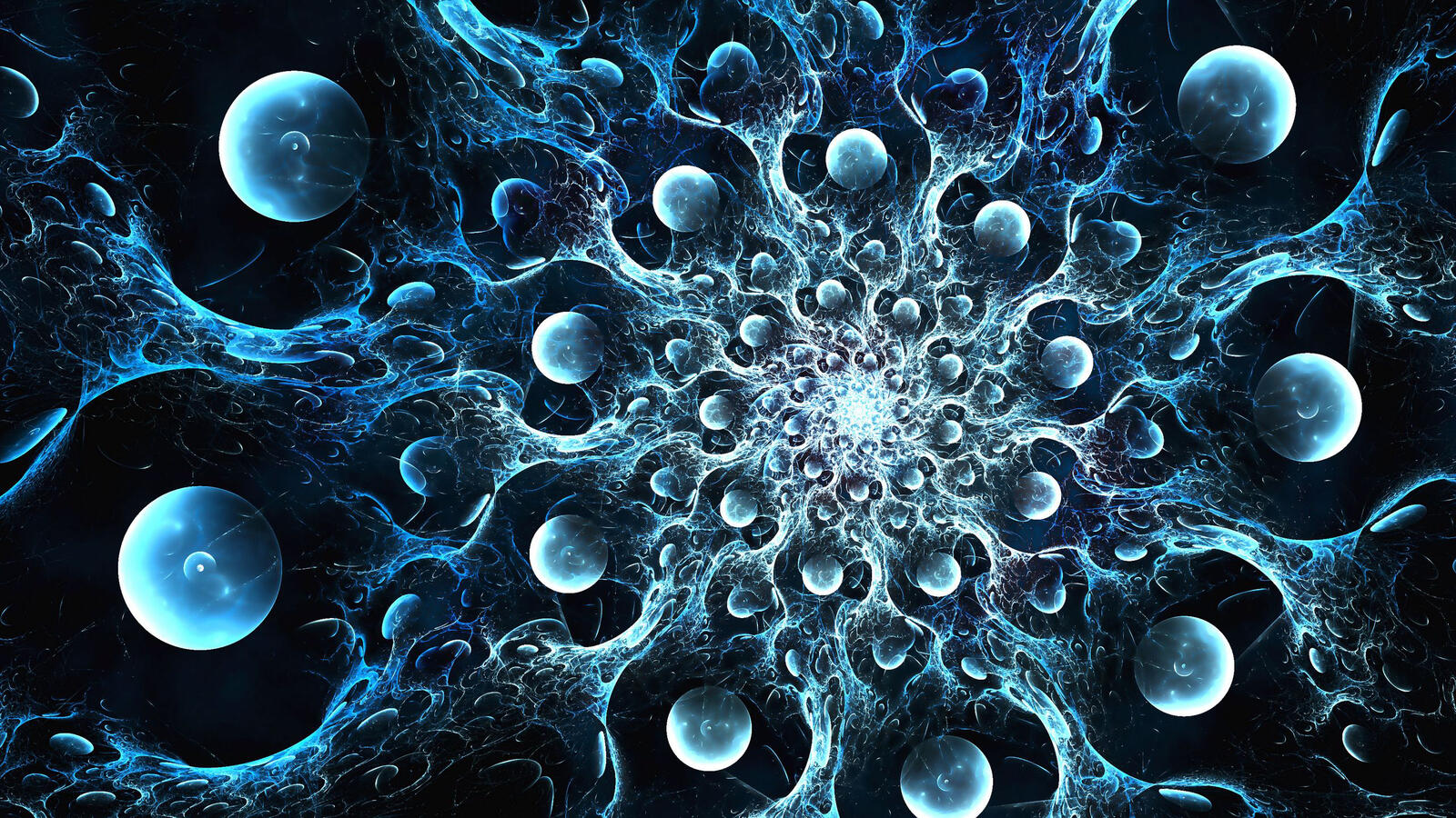 Wallpapers balls wallpaper fractal light source liquid blue on the desktop