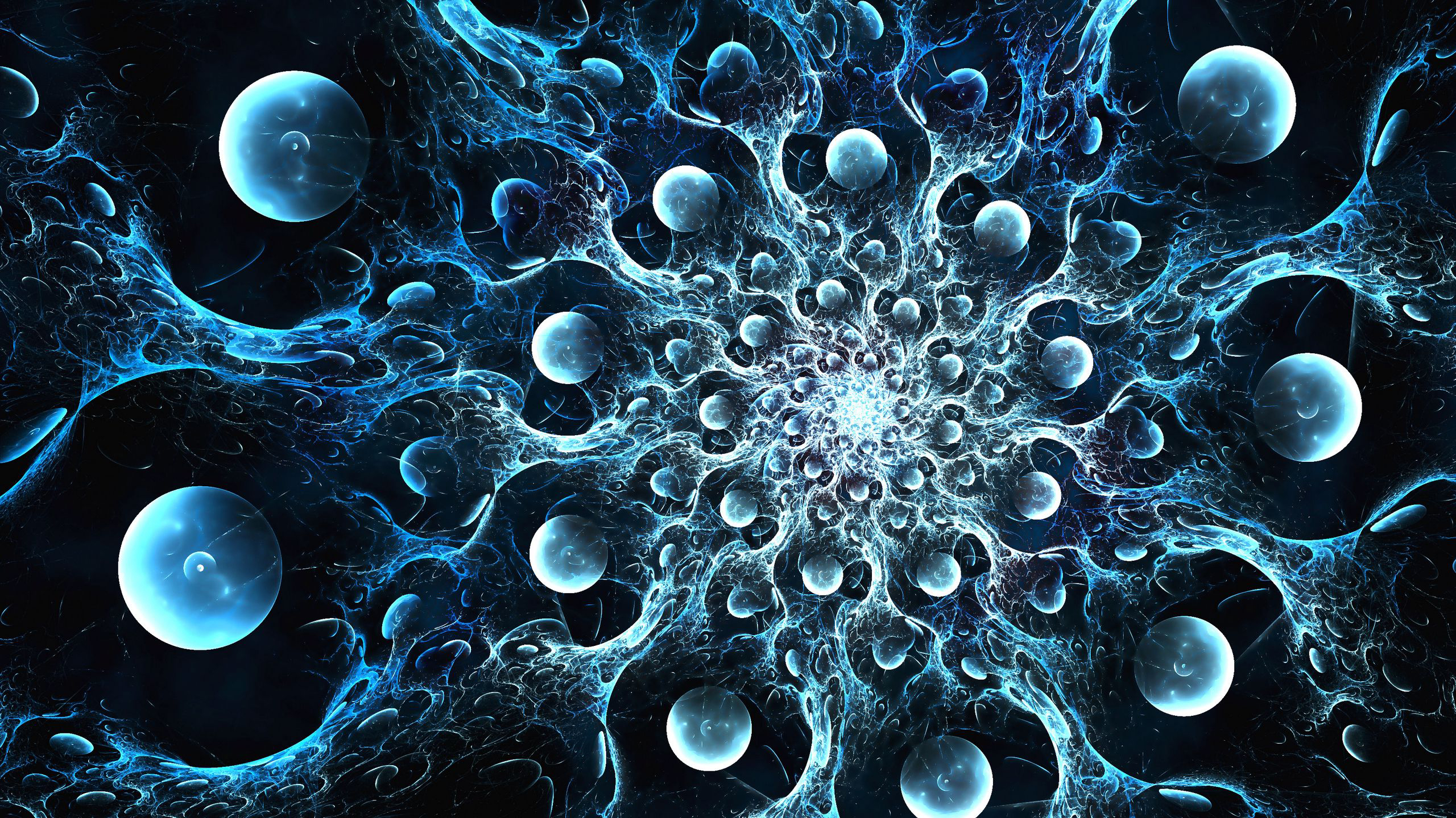Photo free balls, wallpaper fractal light source, liquid blue