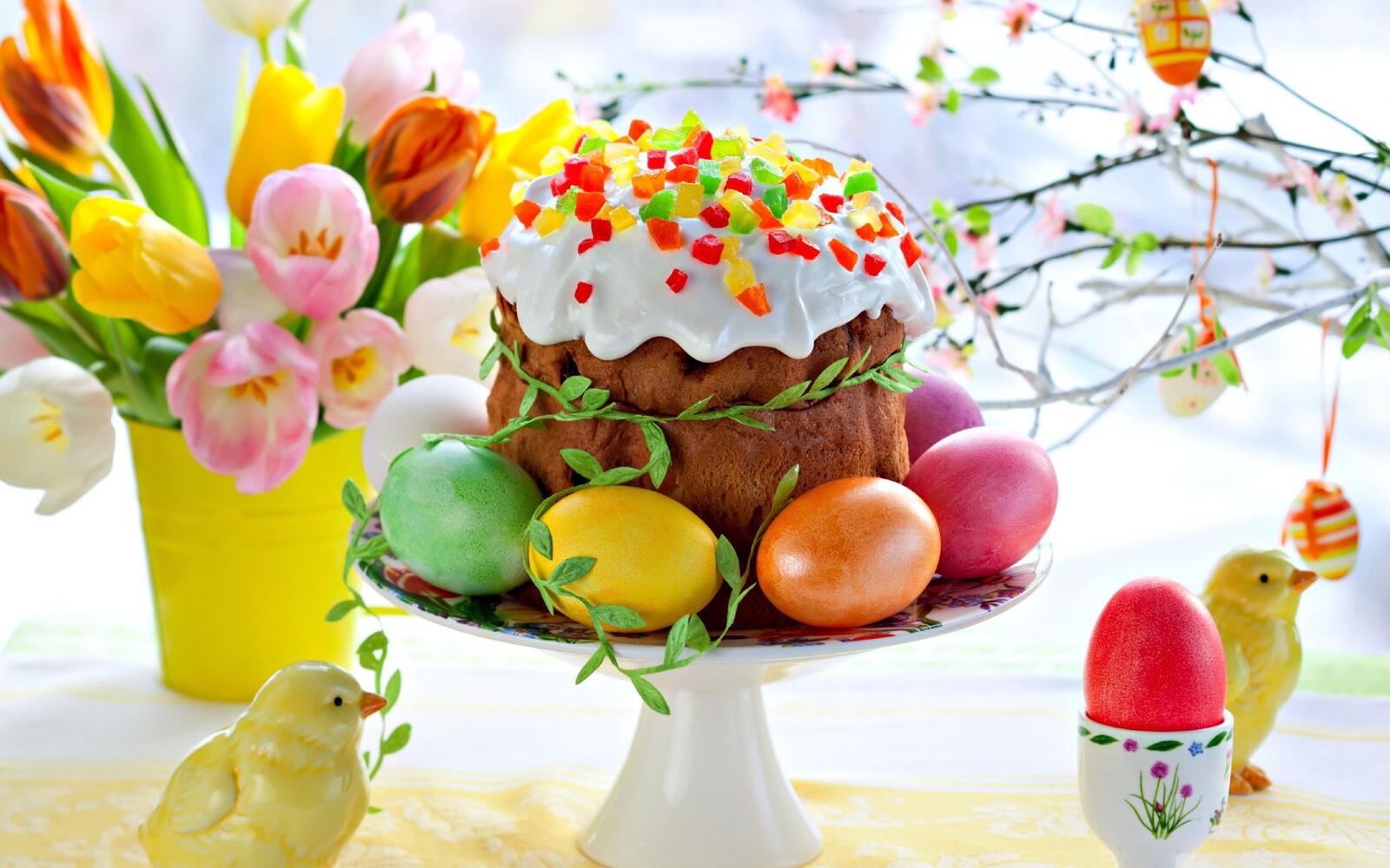Wallpapers easter eggs kulich holiday on the desktop