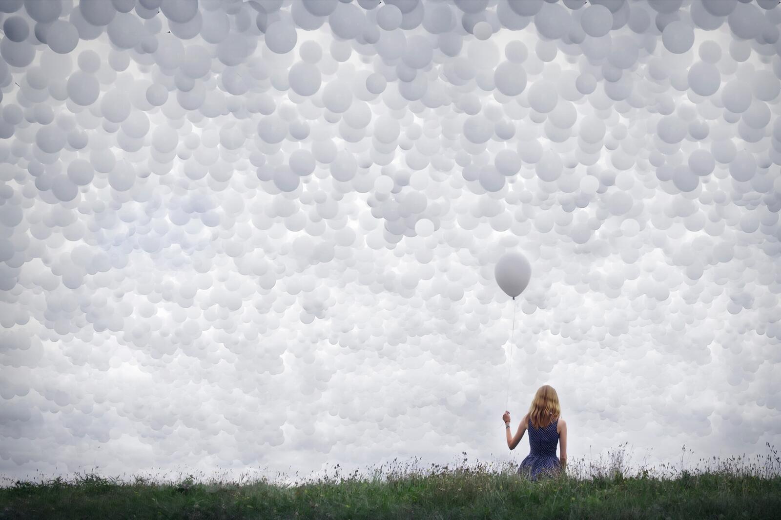 Wallpapers the woman balloons photography on the desktop