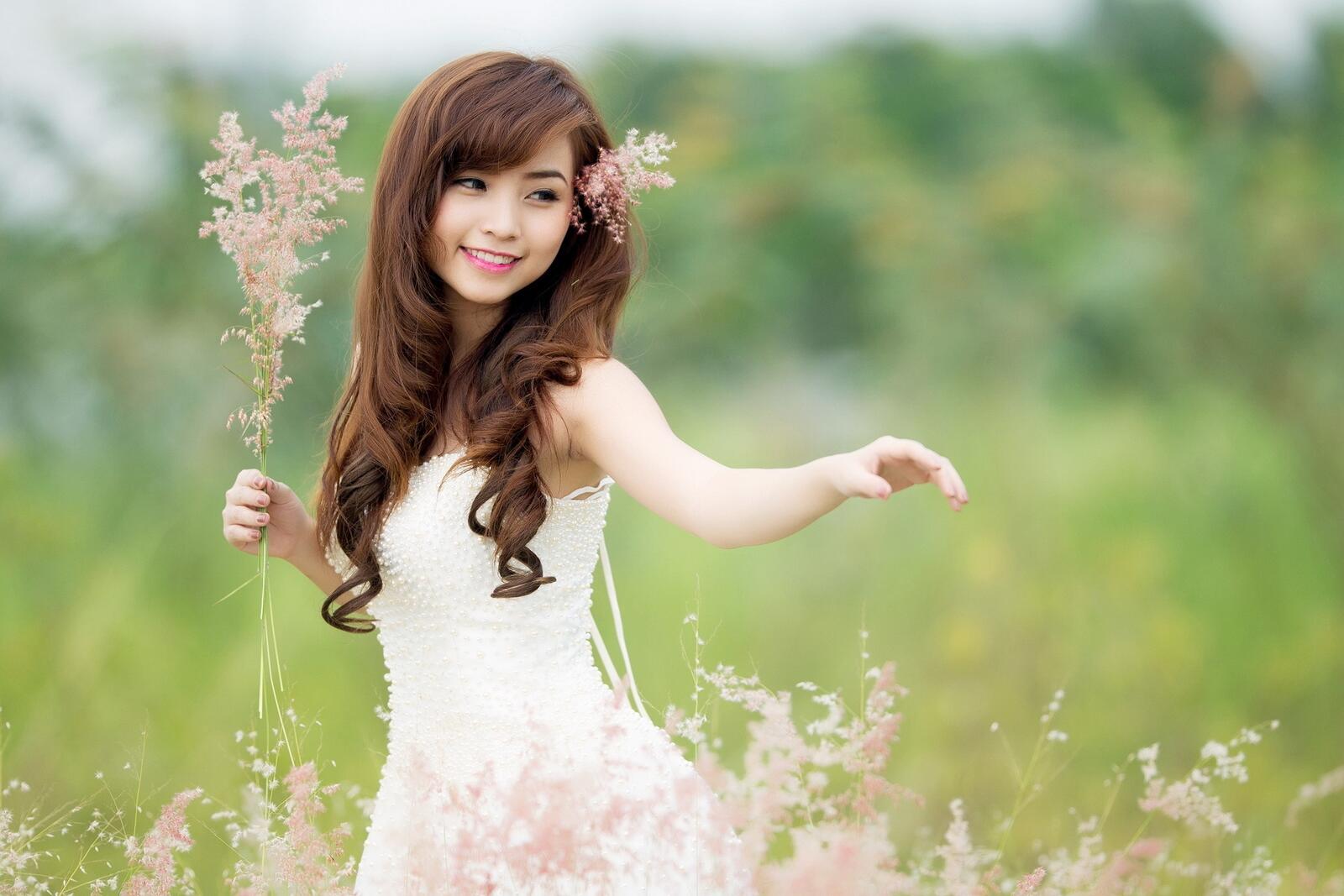 Wallpapers Nana Xinh model wedding dress on the desktop