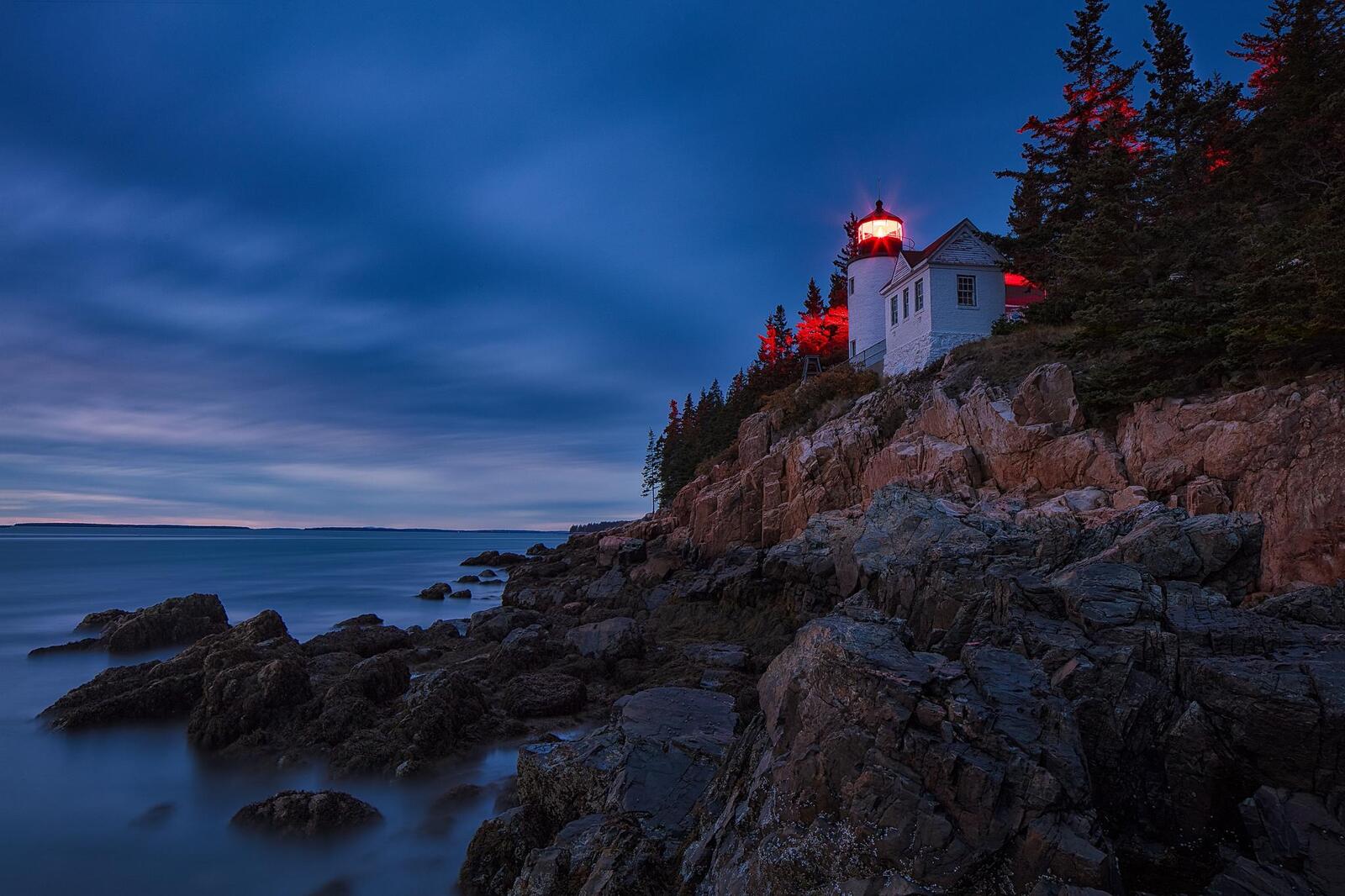 Обои Bass Harbor Lighthouse Acadia National Park Maine на рабочий стол