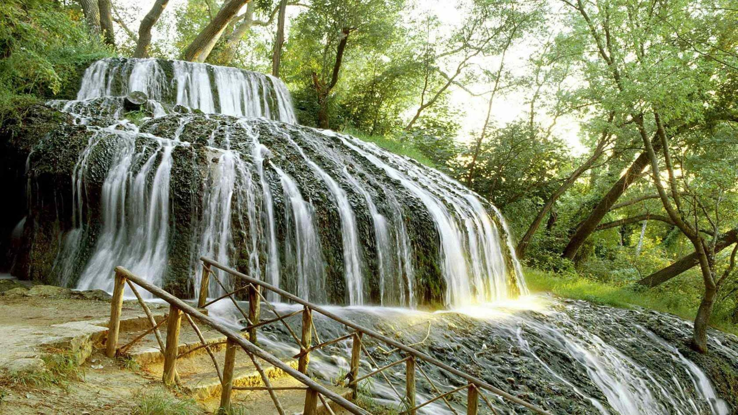 Фото бесплатно обои водопад, поток, лестницы