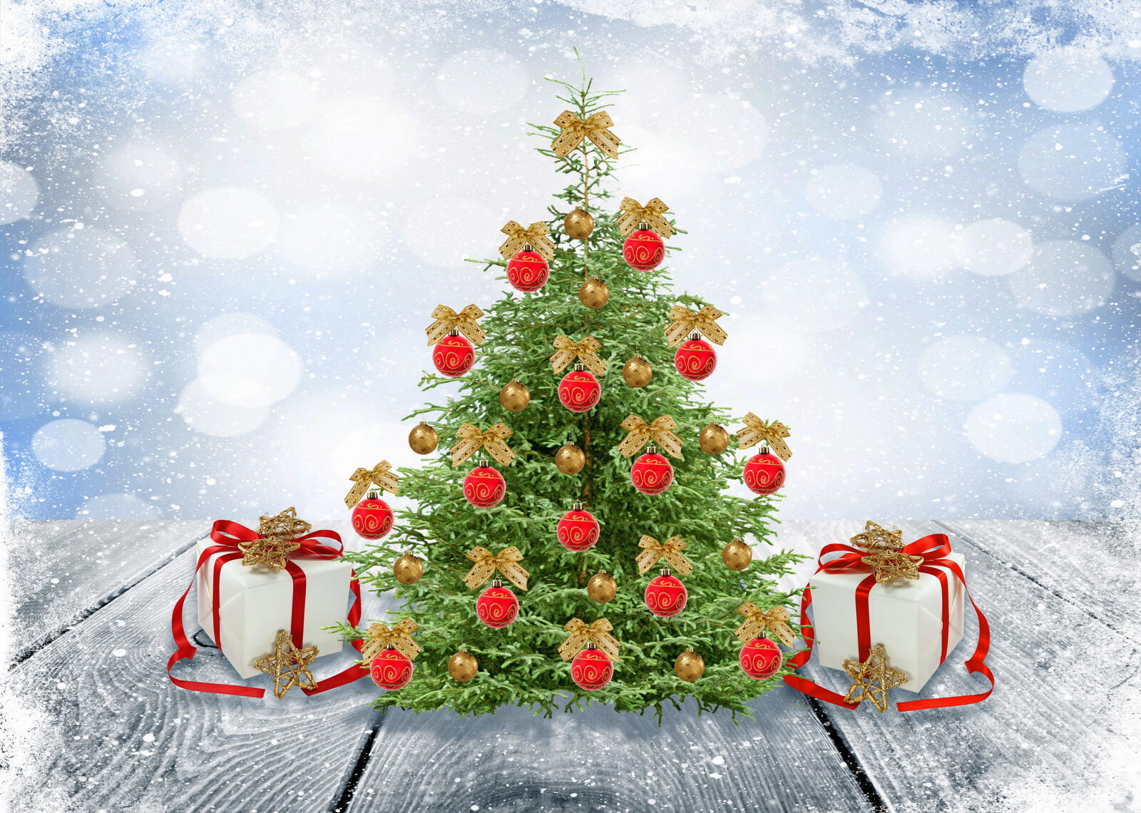 Обои рождественская елка новый год 2022 украшенная елка на рабочий стол