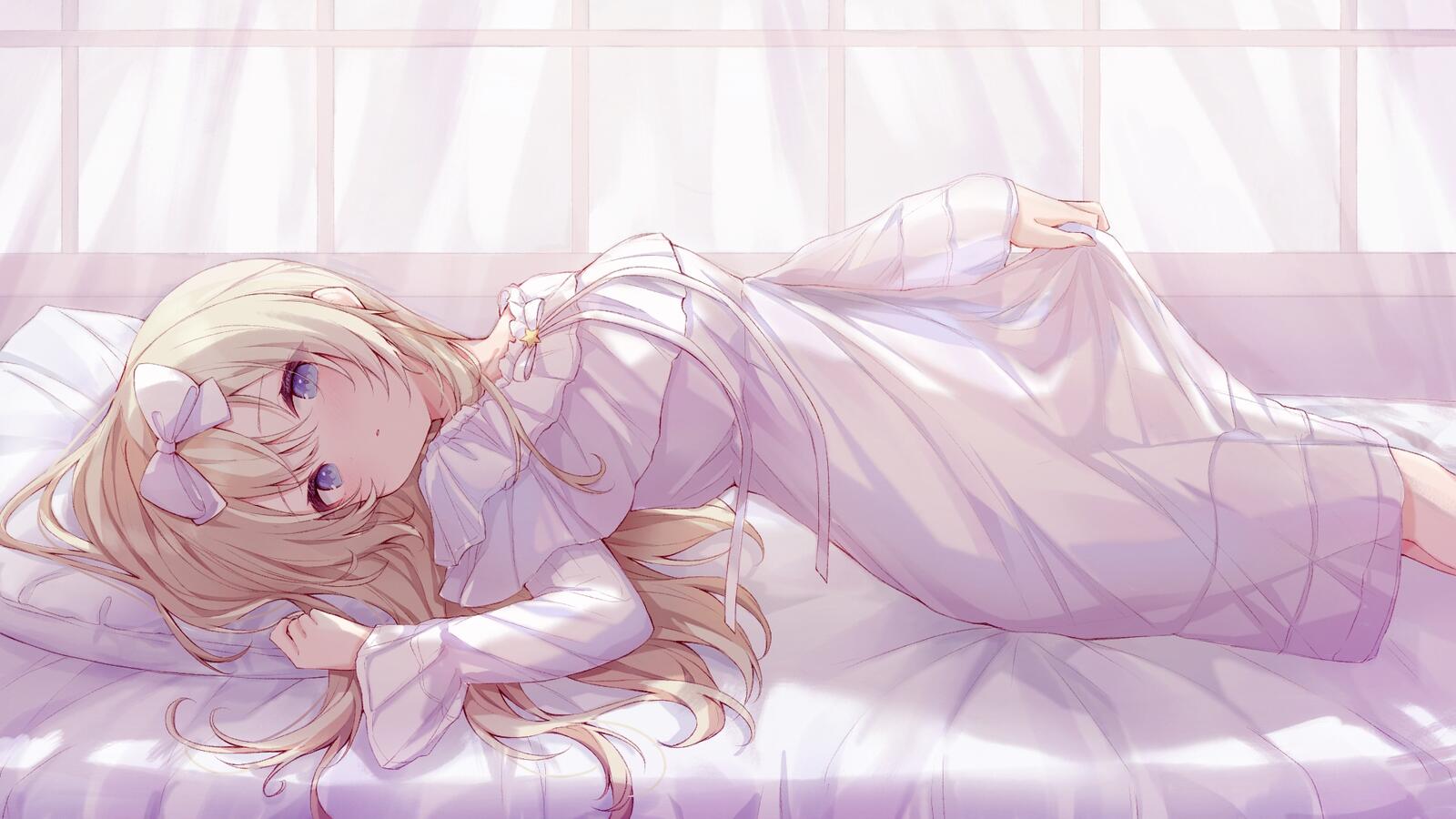 Wallpapers wallpaper cute anime girl lying pillow on the desktop