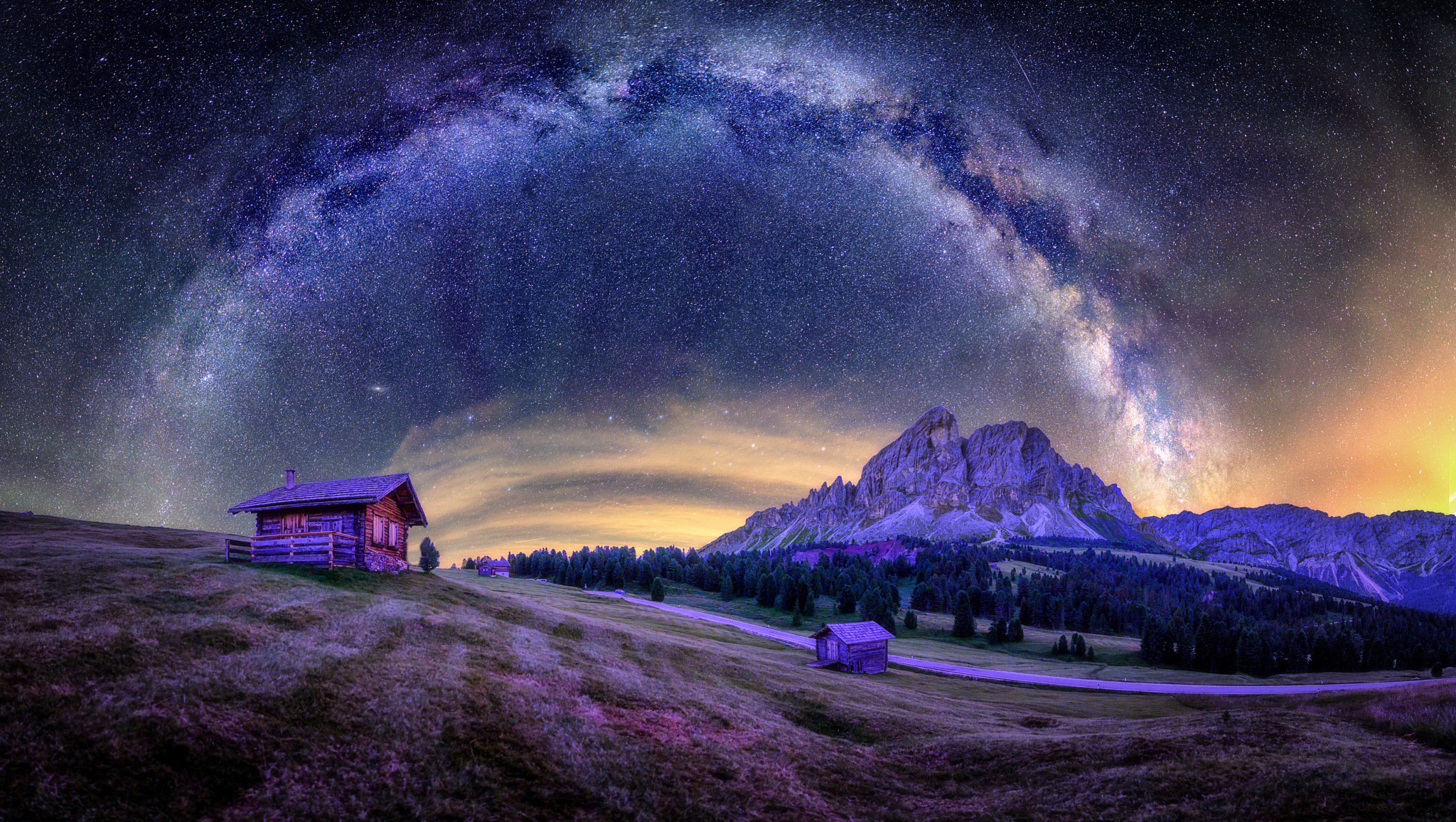Free photo Panorama of the milky Way in Northern Italy