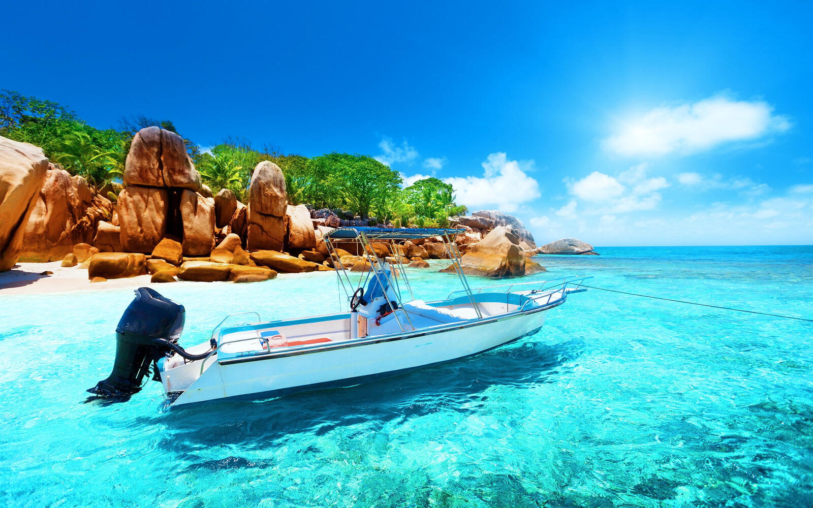 Wallpapers boat island Seychelles on the desktop
