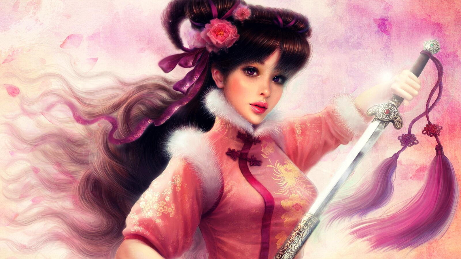Бесплатное фото Рисунок девушки с мечом