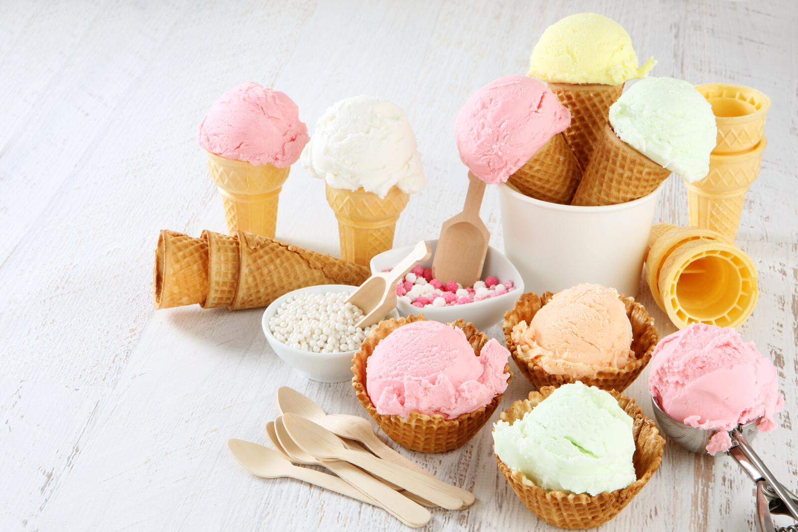 Обои мороженое сладости вафельный рожок на рабочий стол