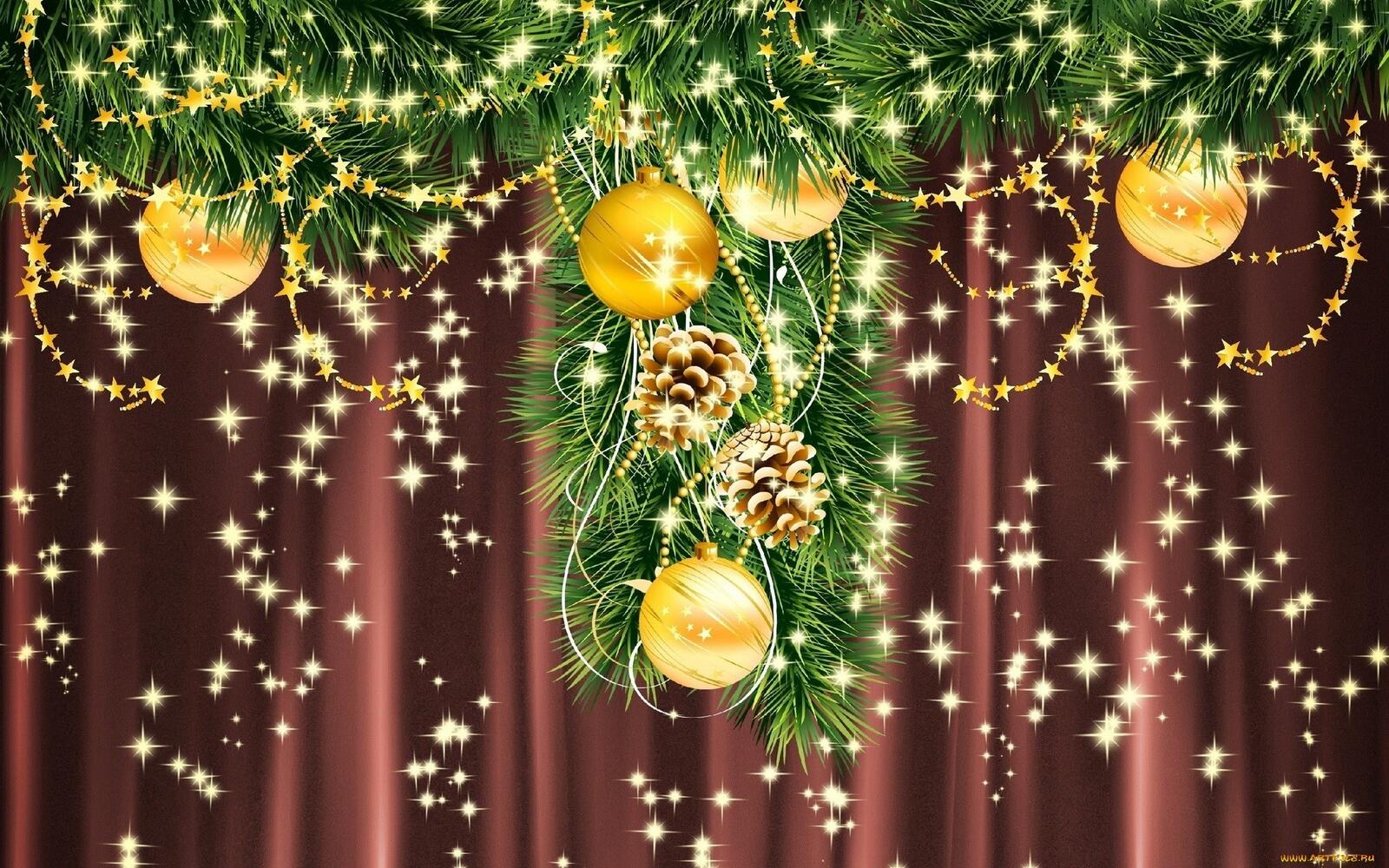 Wallpapers new years toys christmas balls branch on the desktop