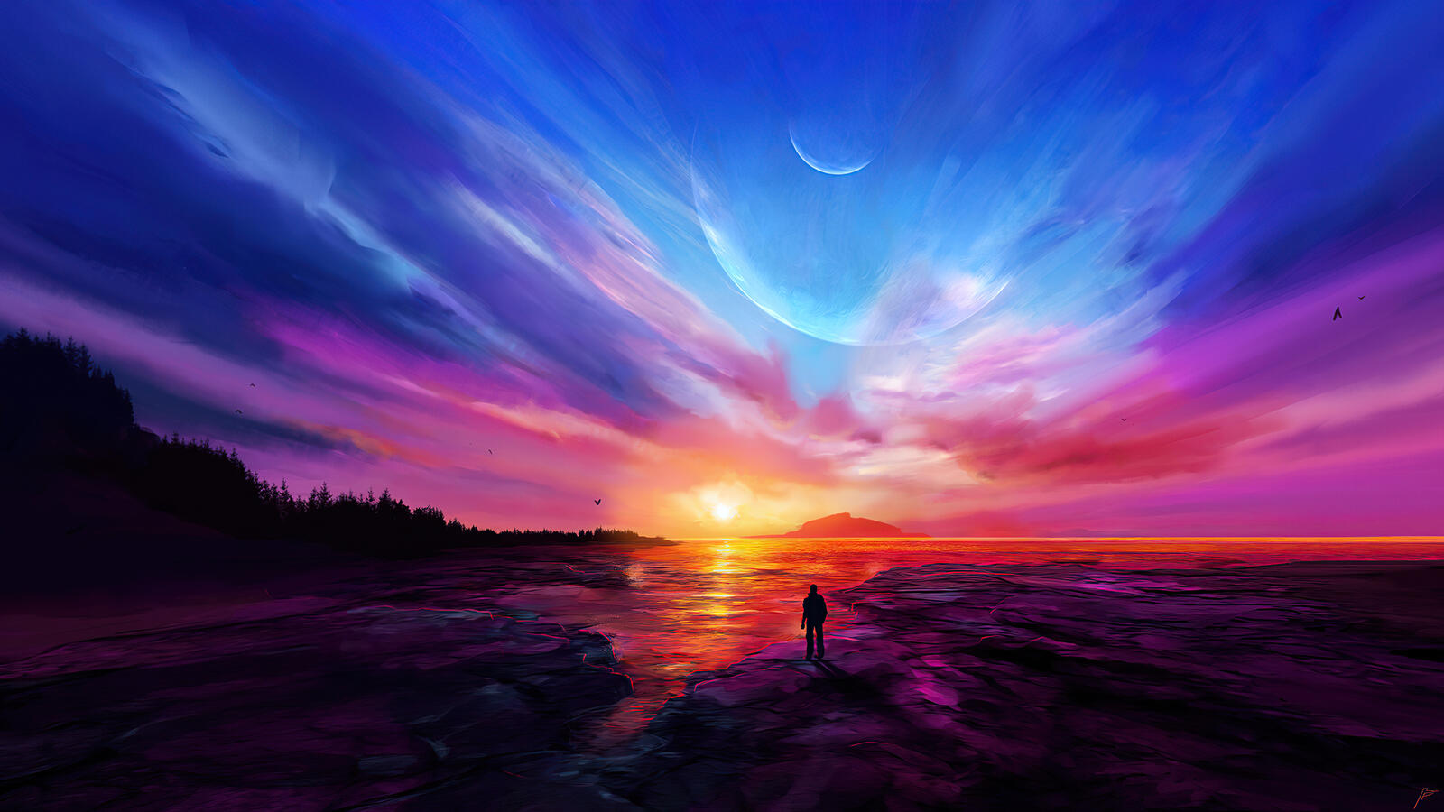 Бесплатное фото Фантастический закат над морем