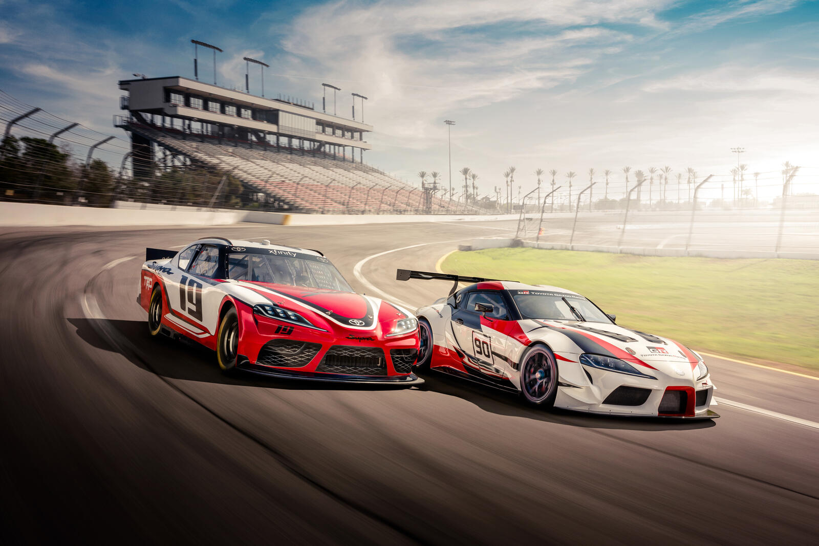 Free photo Two Toyota Supra`s at the races