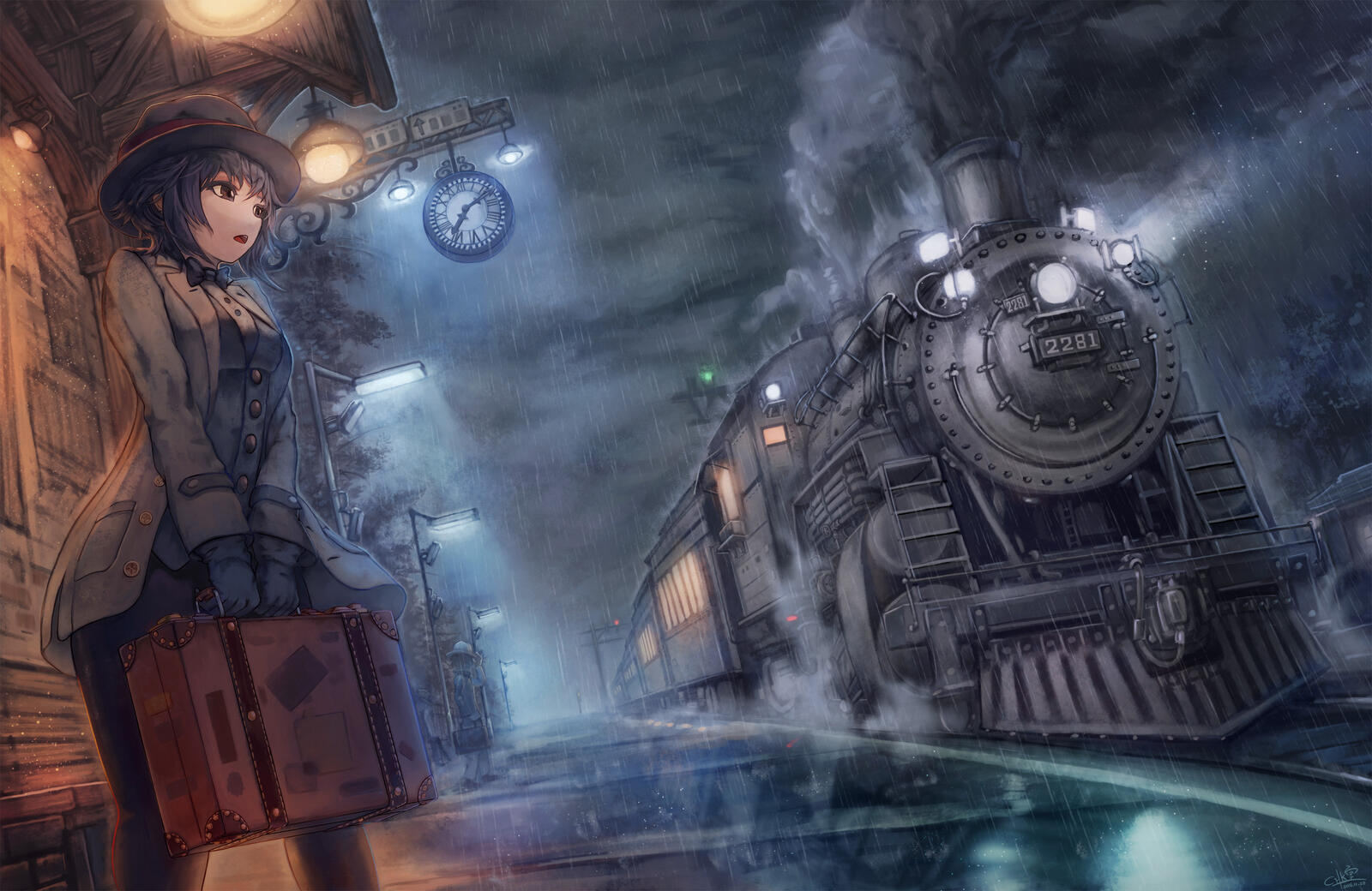 Wallpapers train steam train an anime on the desktop