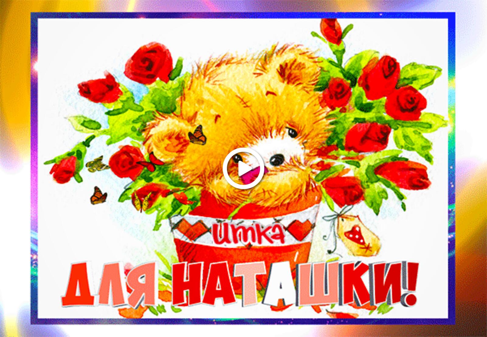 A postcard on the subject of teddy bear flowers to natashke for free