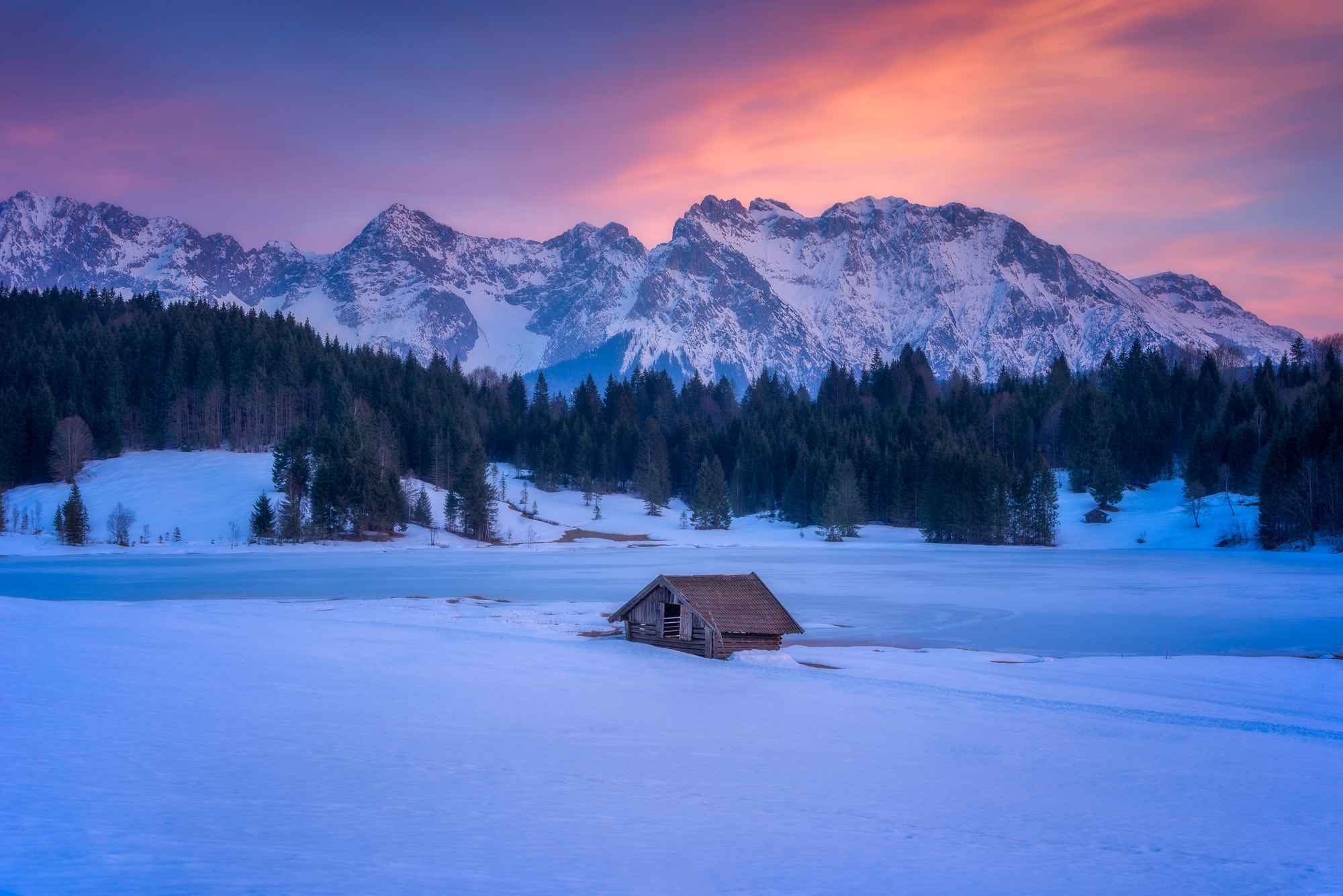 免费照片冬日里最美的照片，日落时分