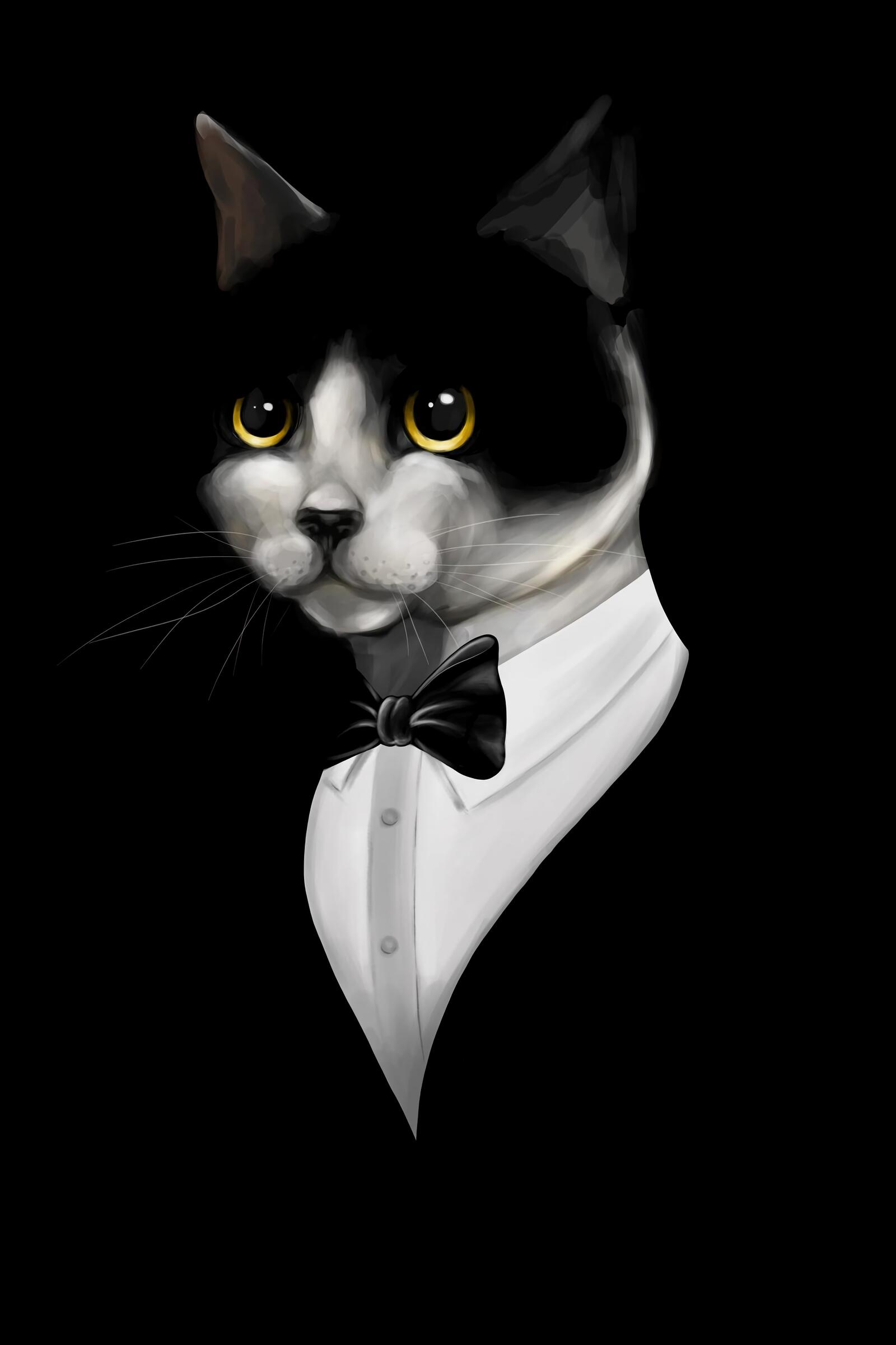 Free photo Rendering of a cat in a tuxedo