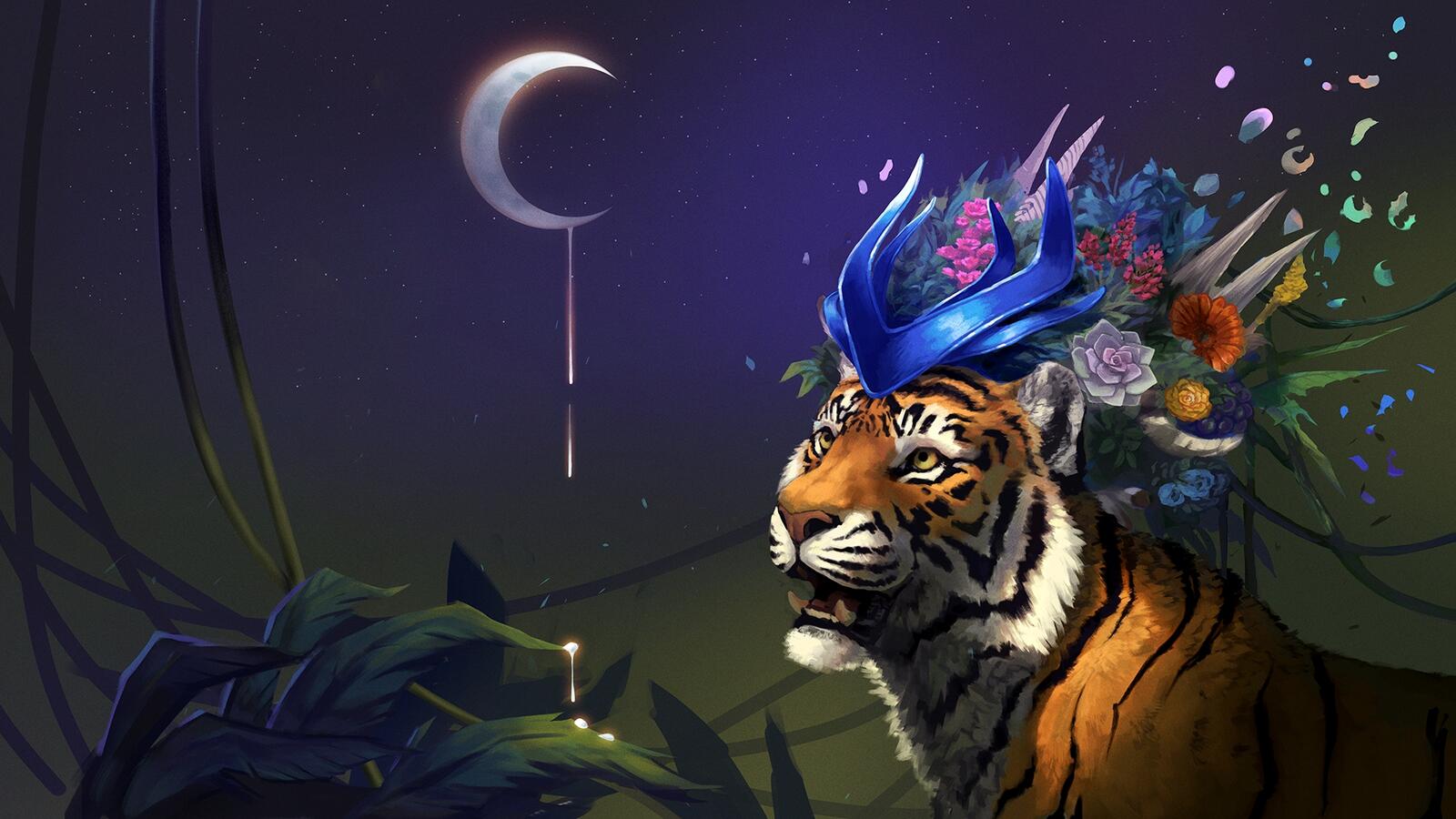 Wallpapers tiger month fantasy on the desktop