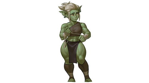 Orc Girl on White Background