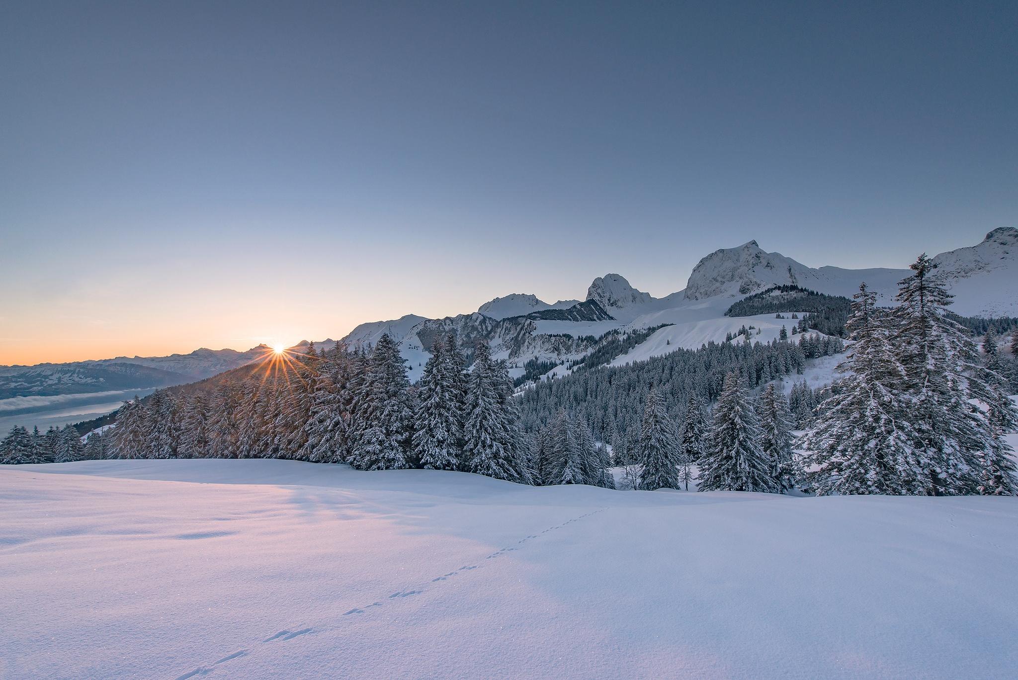 Обои Швейцария пейзаж зима на рабочий стол