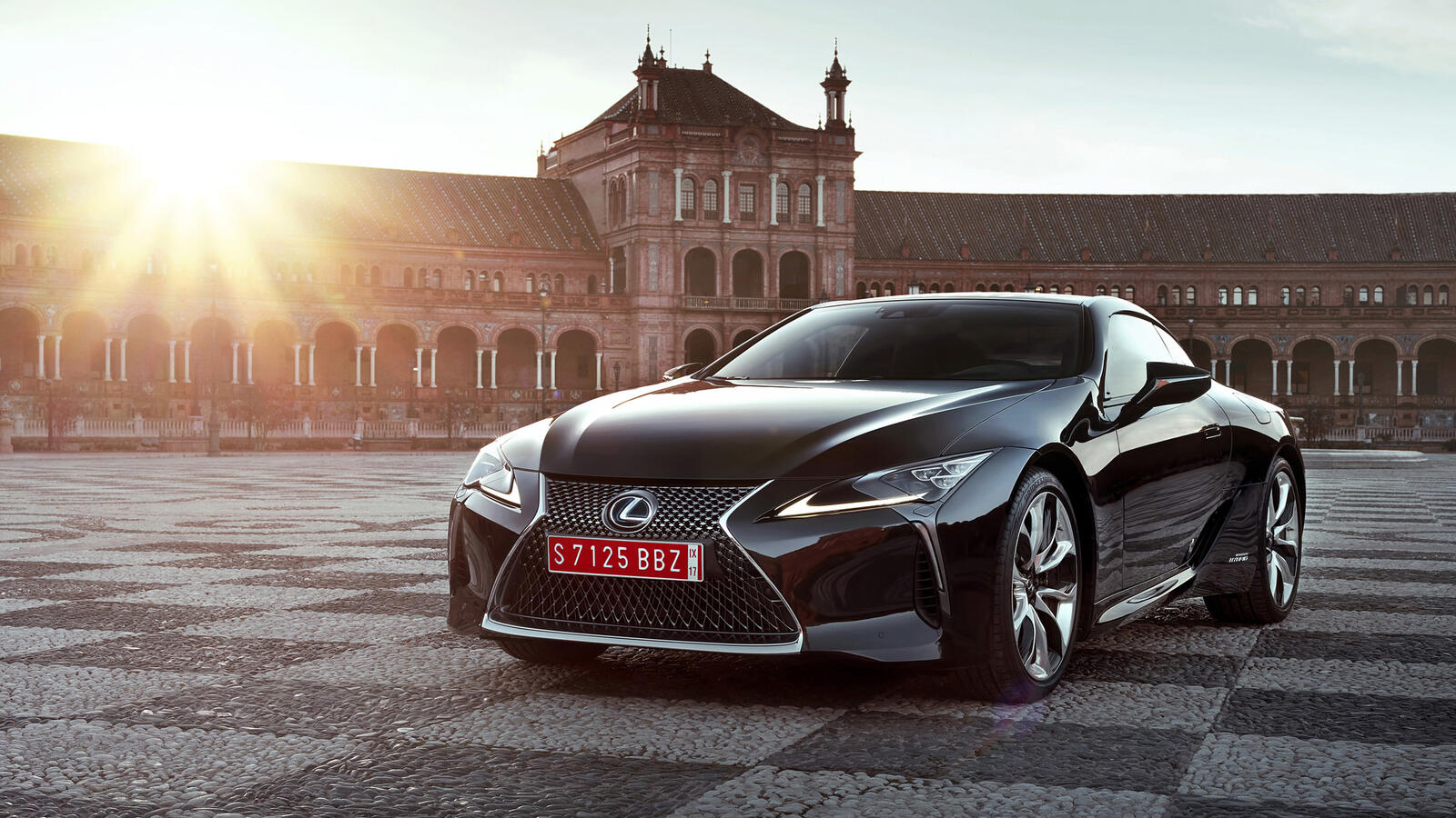 Free photo Lexus lc 500 black color on the square