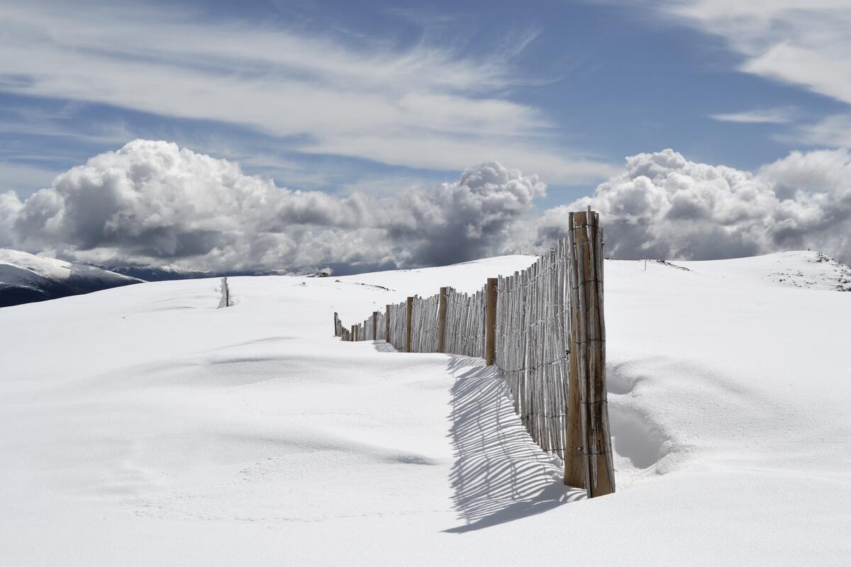 Забор на снежном поле