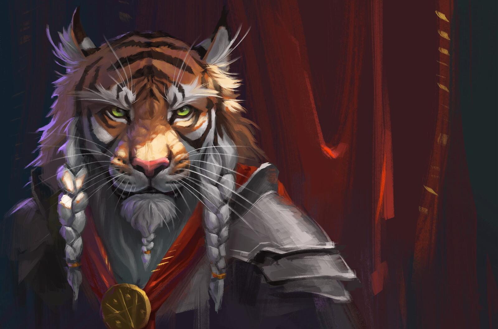 Wallpapers tiger warrior fantasy fiction on the desktop