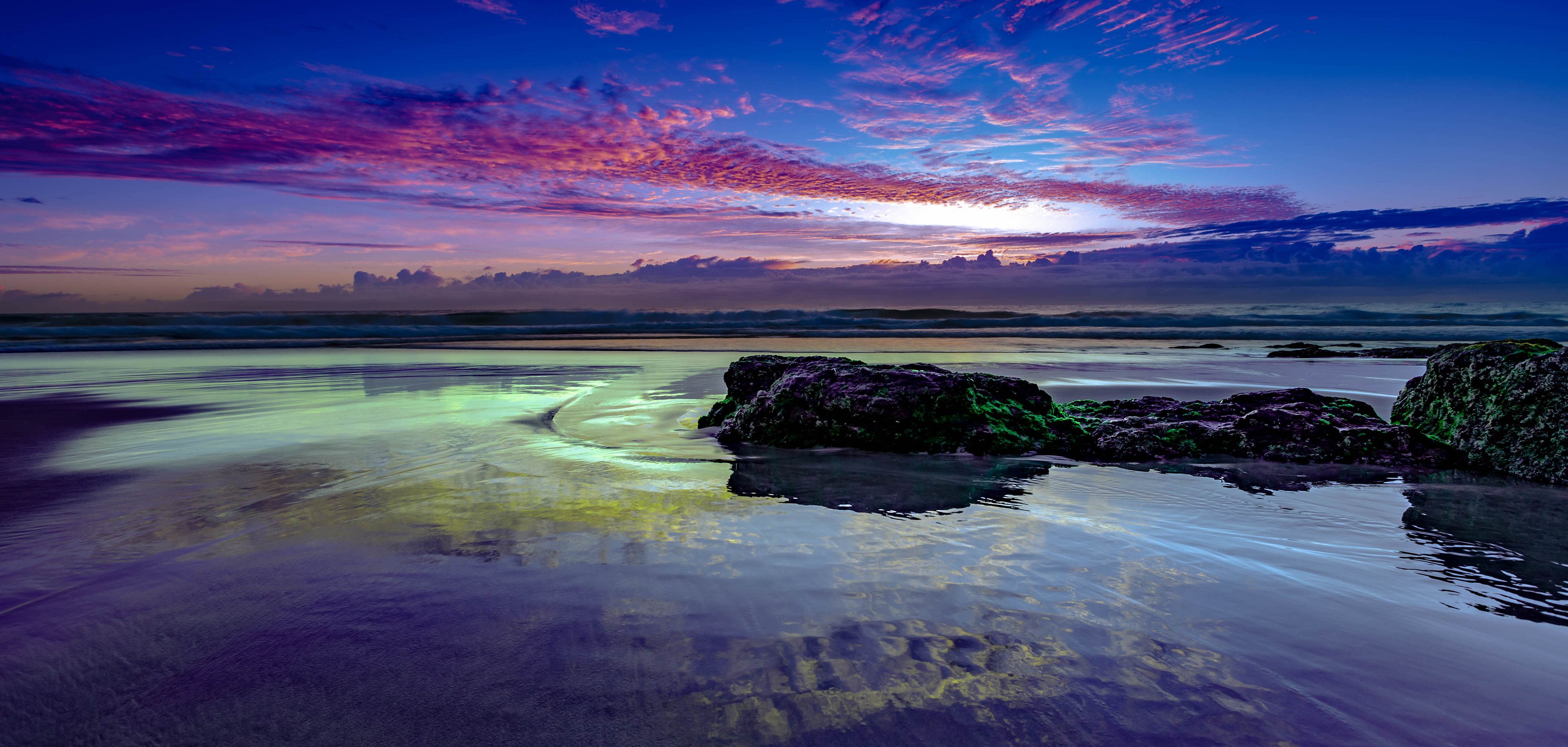 Wallpapers water reflections froggys beach sunset sea on the desktop