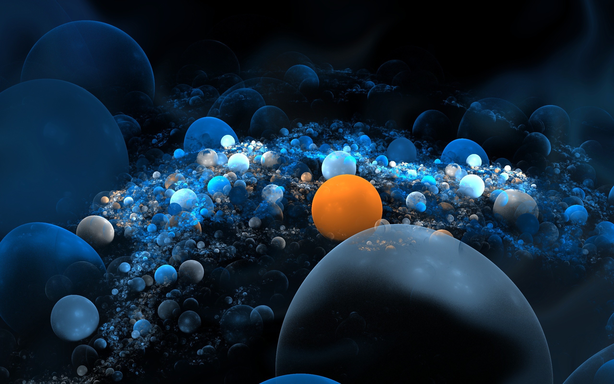 Wallpapers fractal blue sphere on the desktop