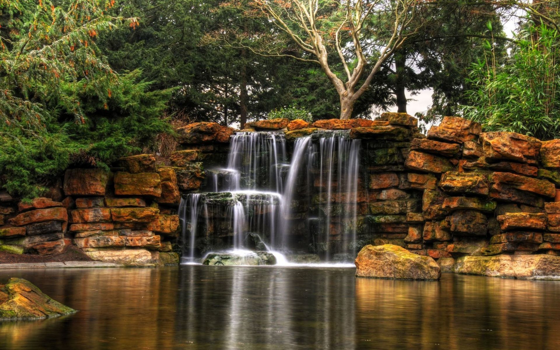 Wallpapers falls waterfall pond on the desktop