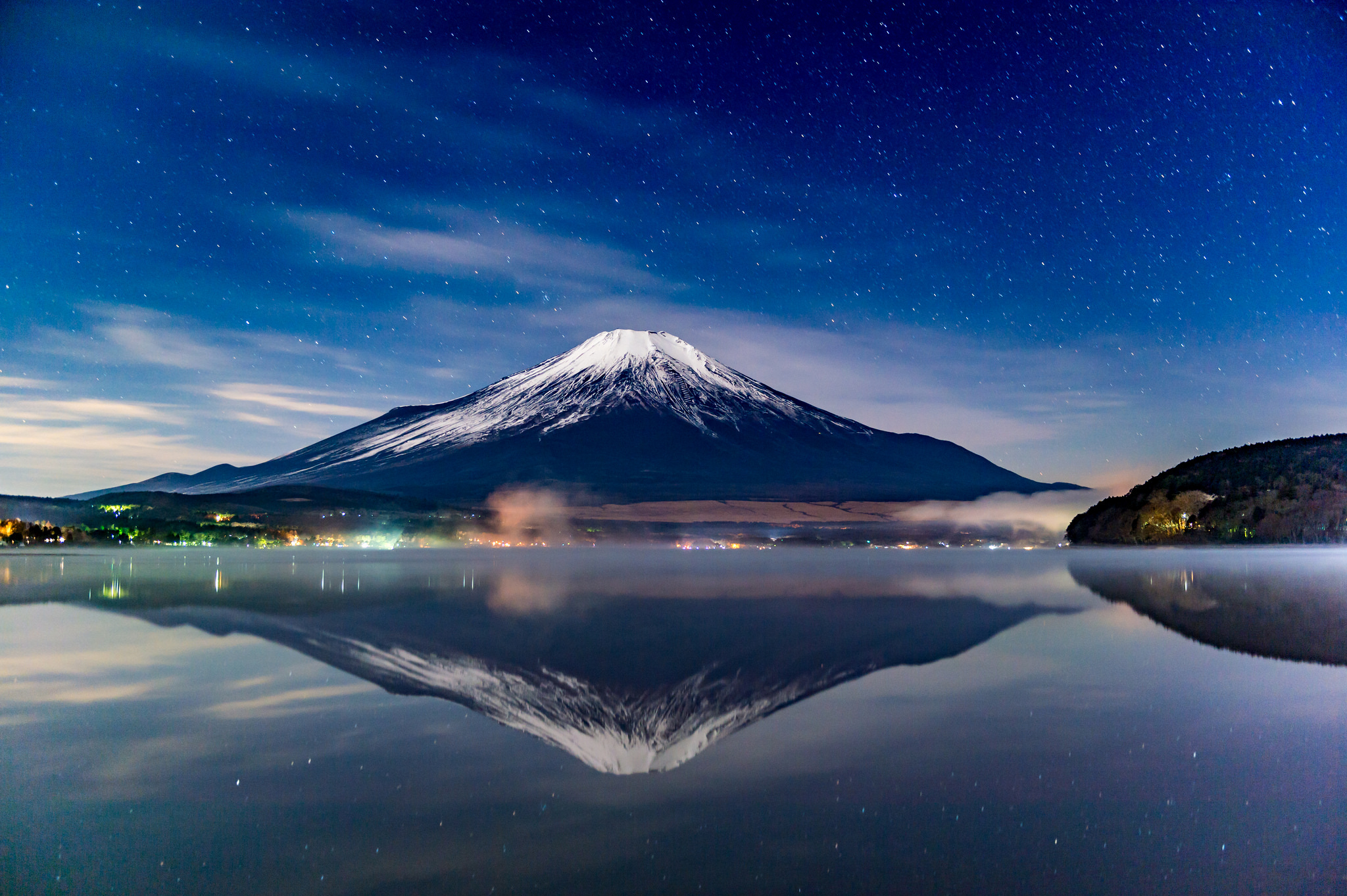 桌面上的壁纸富士山 地貌 反射
