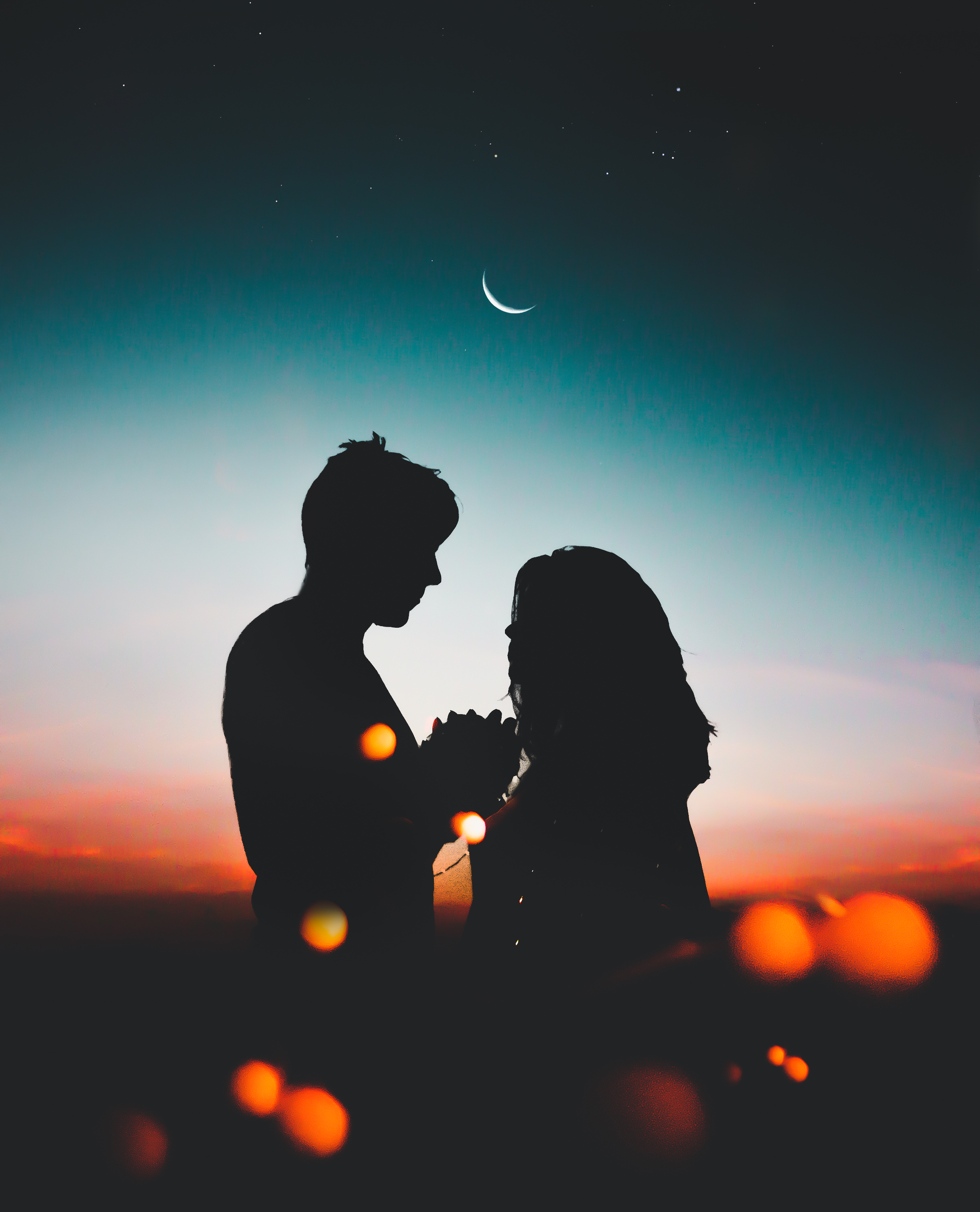 Wallpapers couple silhouettes night on the desktop