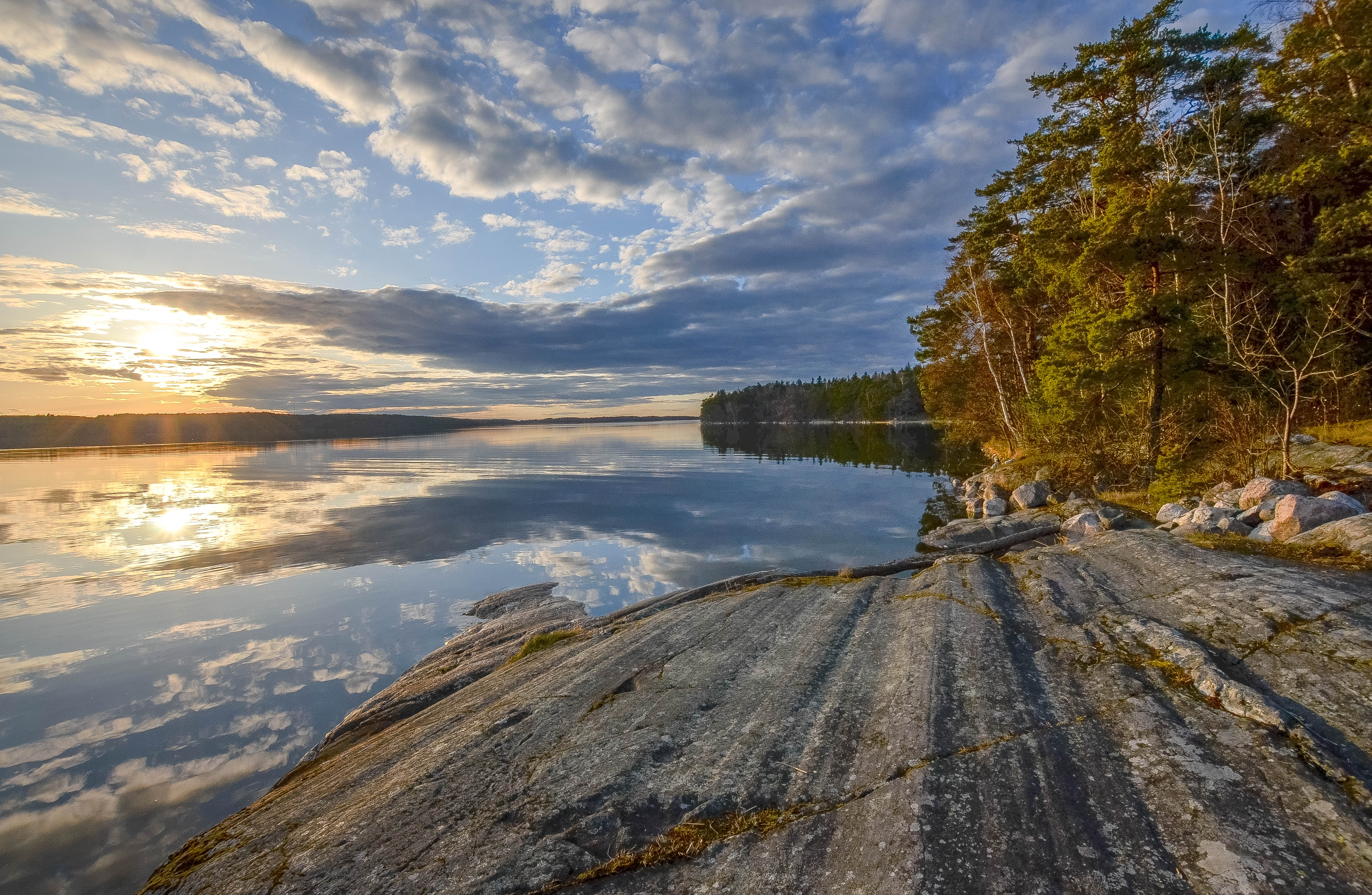 Обои Меларен Озеро Sweden закат на рабочий стол