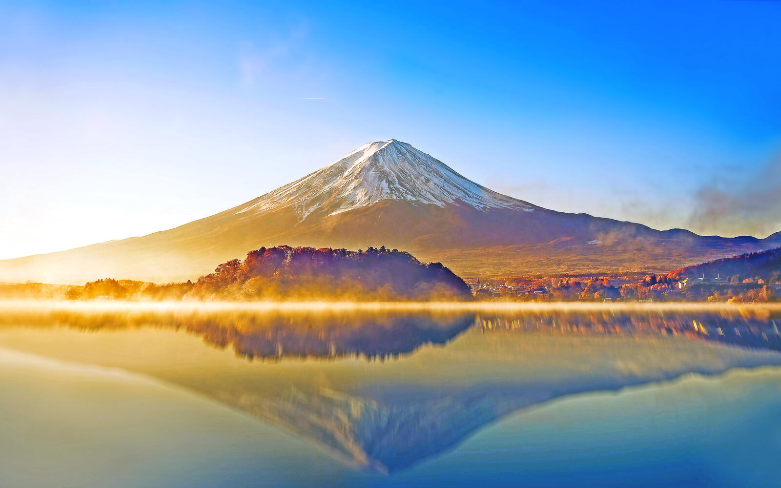 Wallpapers mount Fuji sunrise morning on the desktop