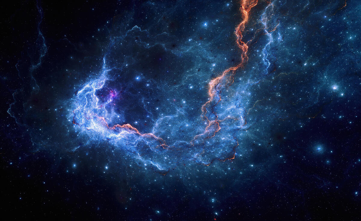 Blue colored space dust