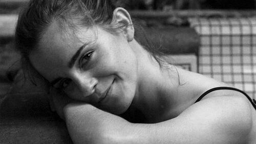 Emma Watson in a monochrome photo