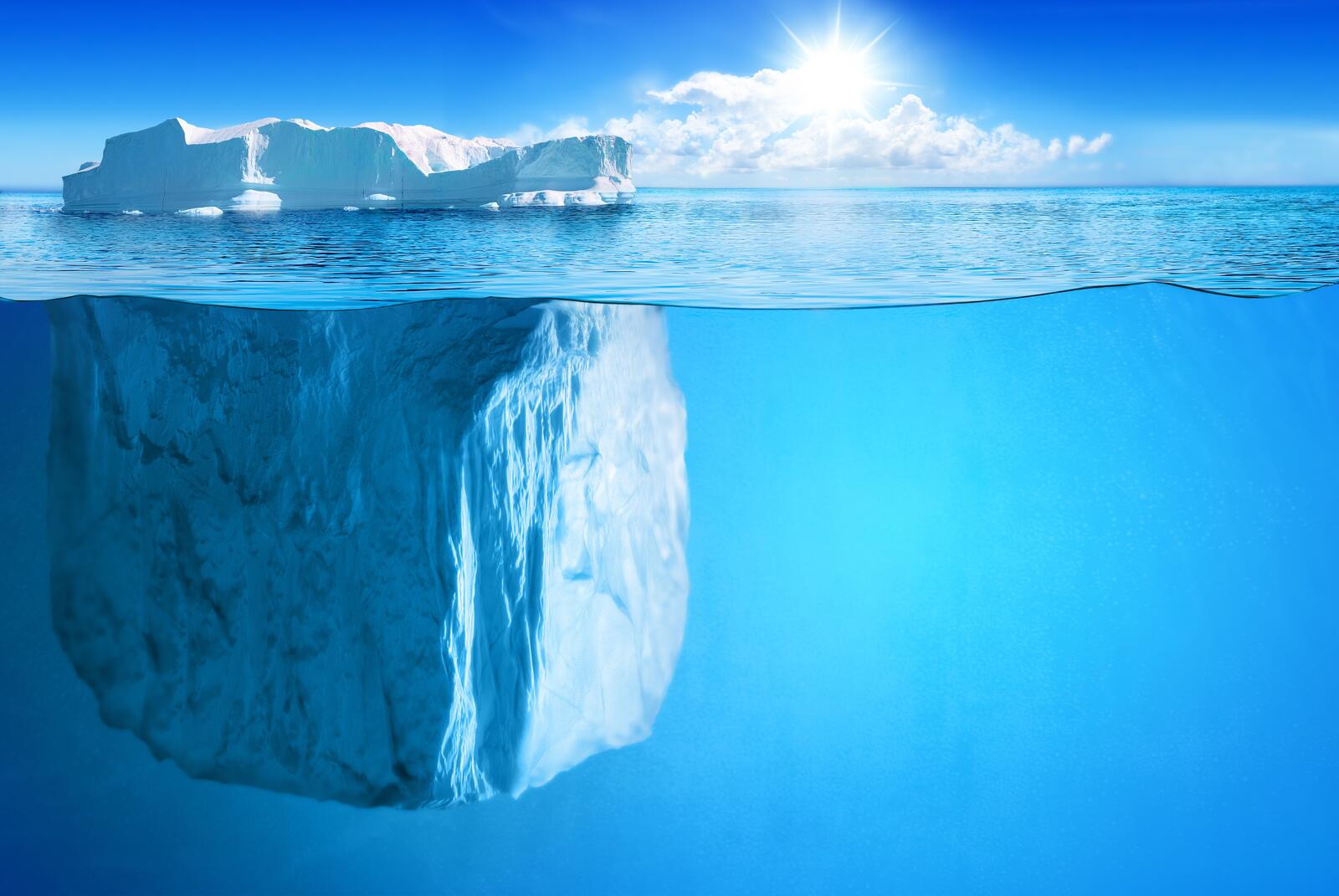 Обои айсберг подводный солнечный свет на рабочий стол