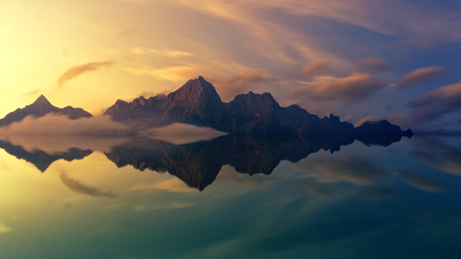 Wallpapers wallpaper sunset mountains reflection on the desktop