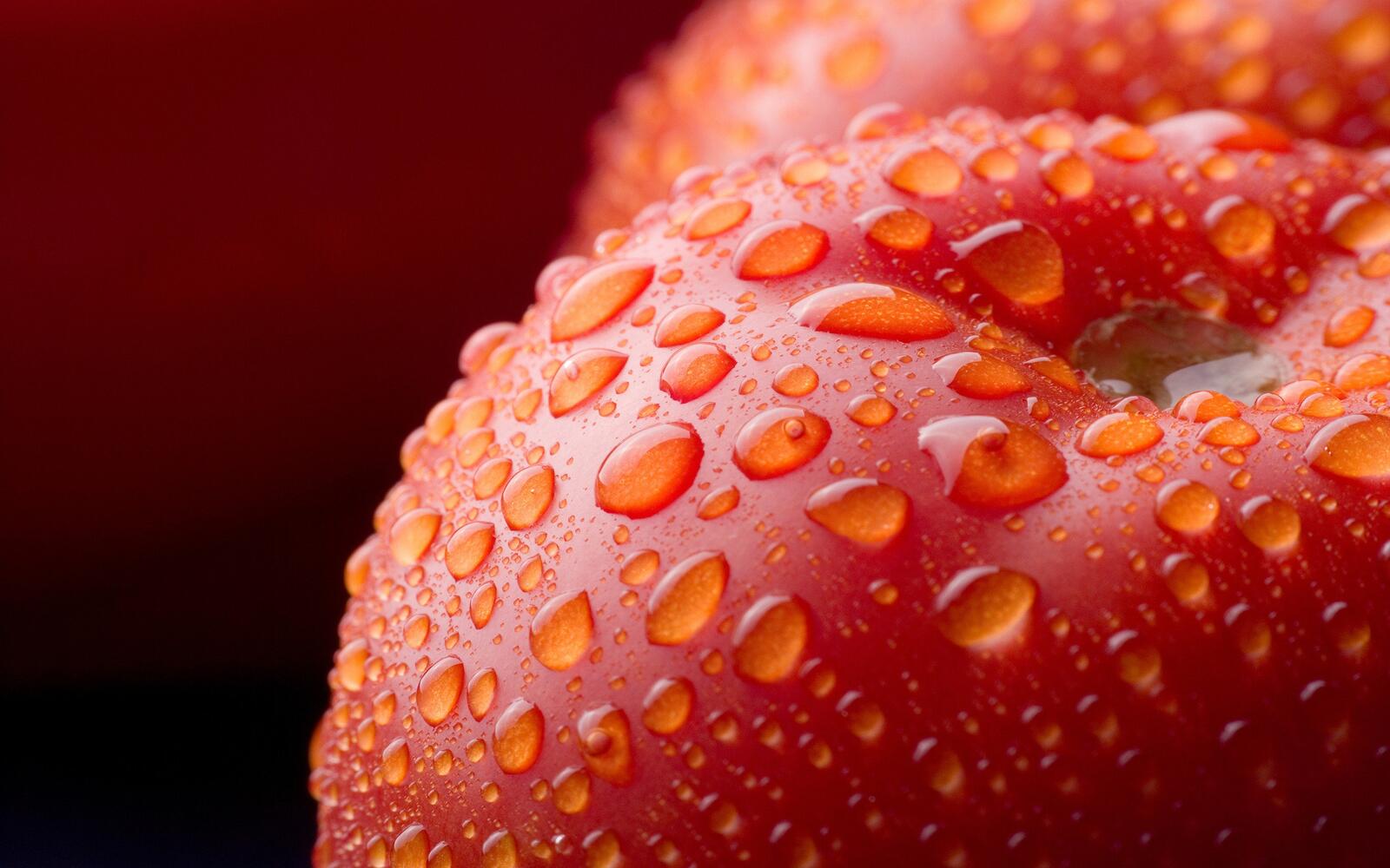 Wallpapers tomatoes water drops on the desktop