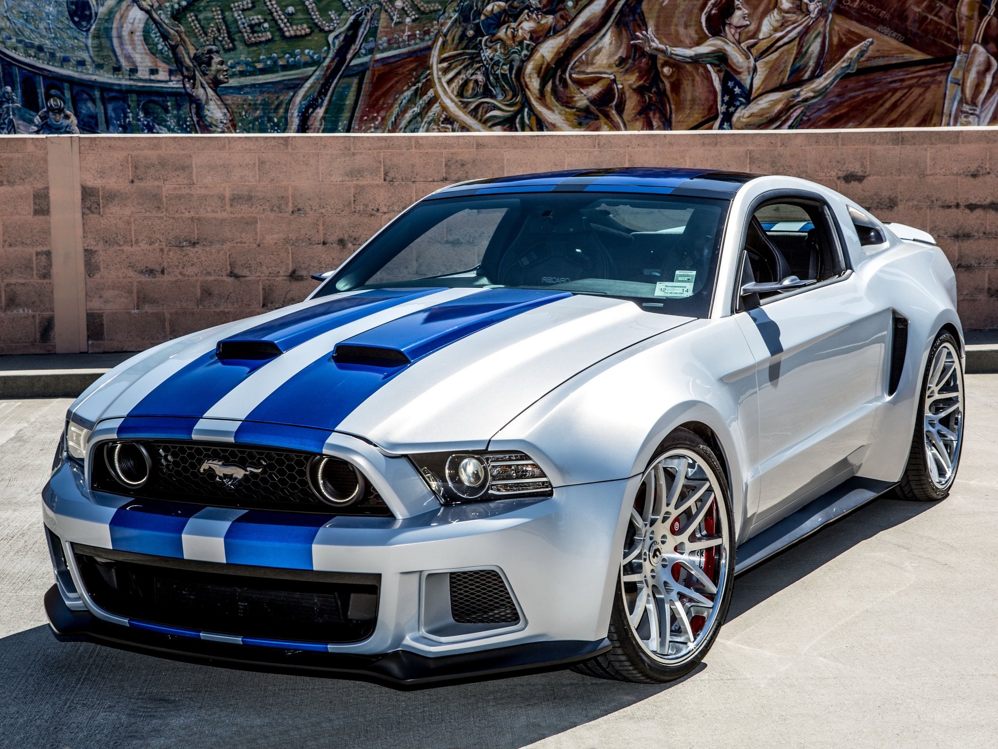 Wallpapers Ford Mustang Shelby muscle cars gray and blue on the desktop