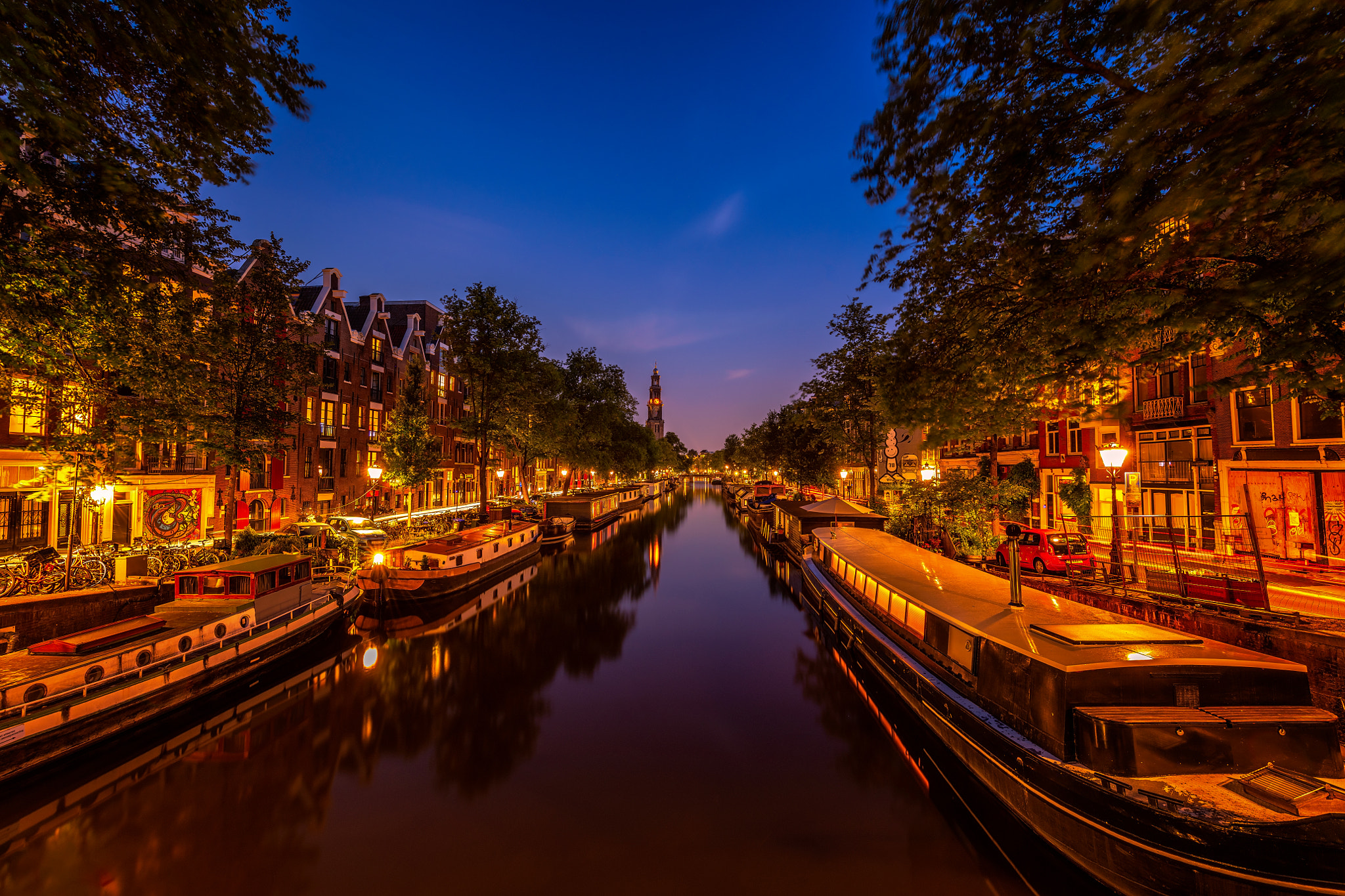 Wallpapers Amsterdam Holland Canal View at Night on the desktop